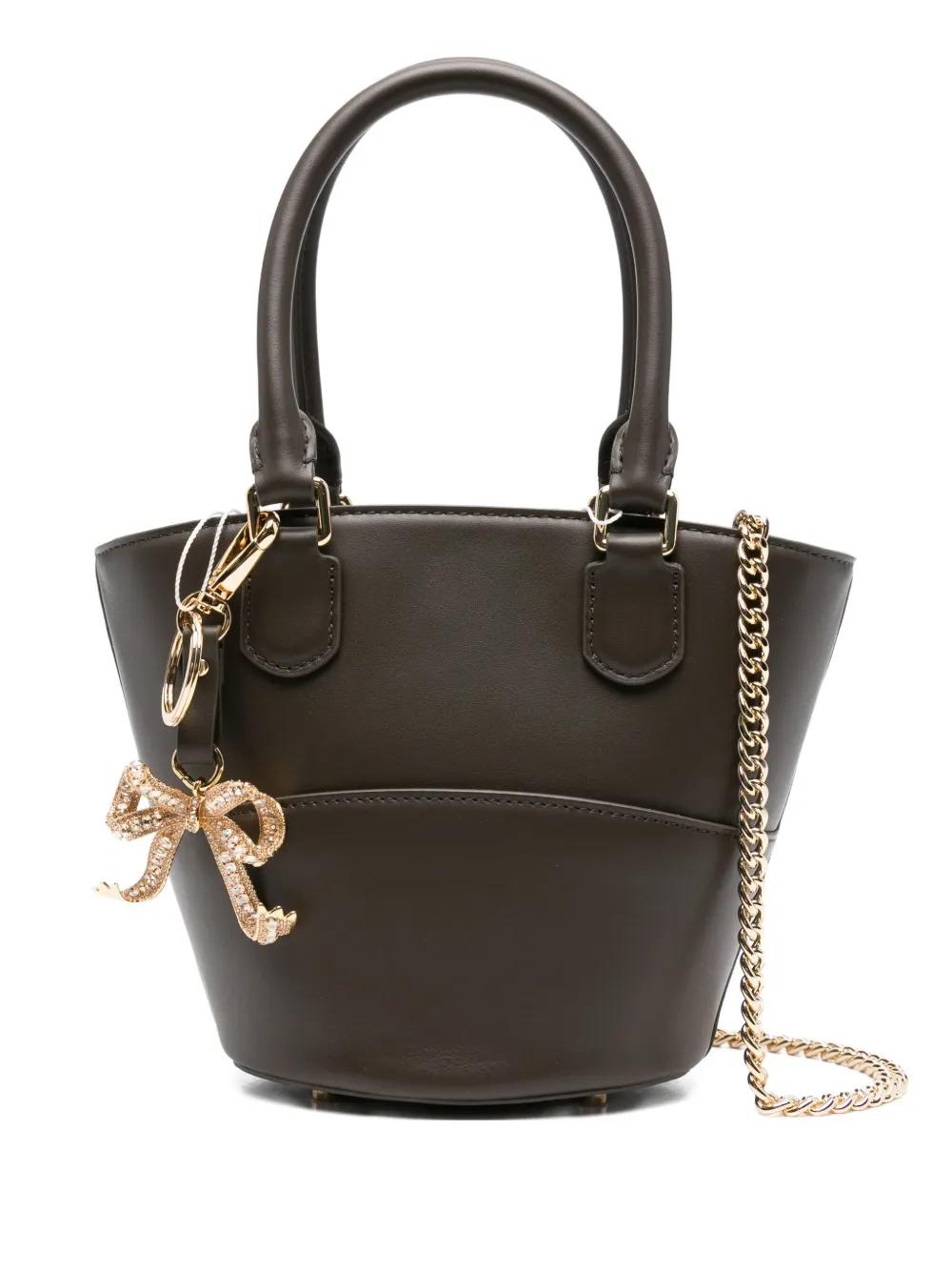 SELF-PORTRAIT Leather Bucket Handbag with Bow Charm
