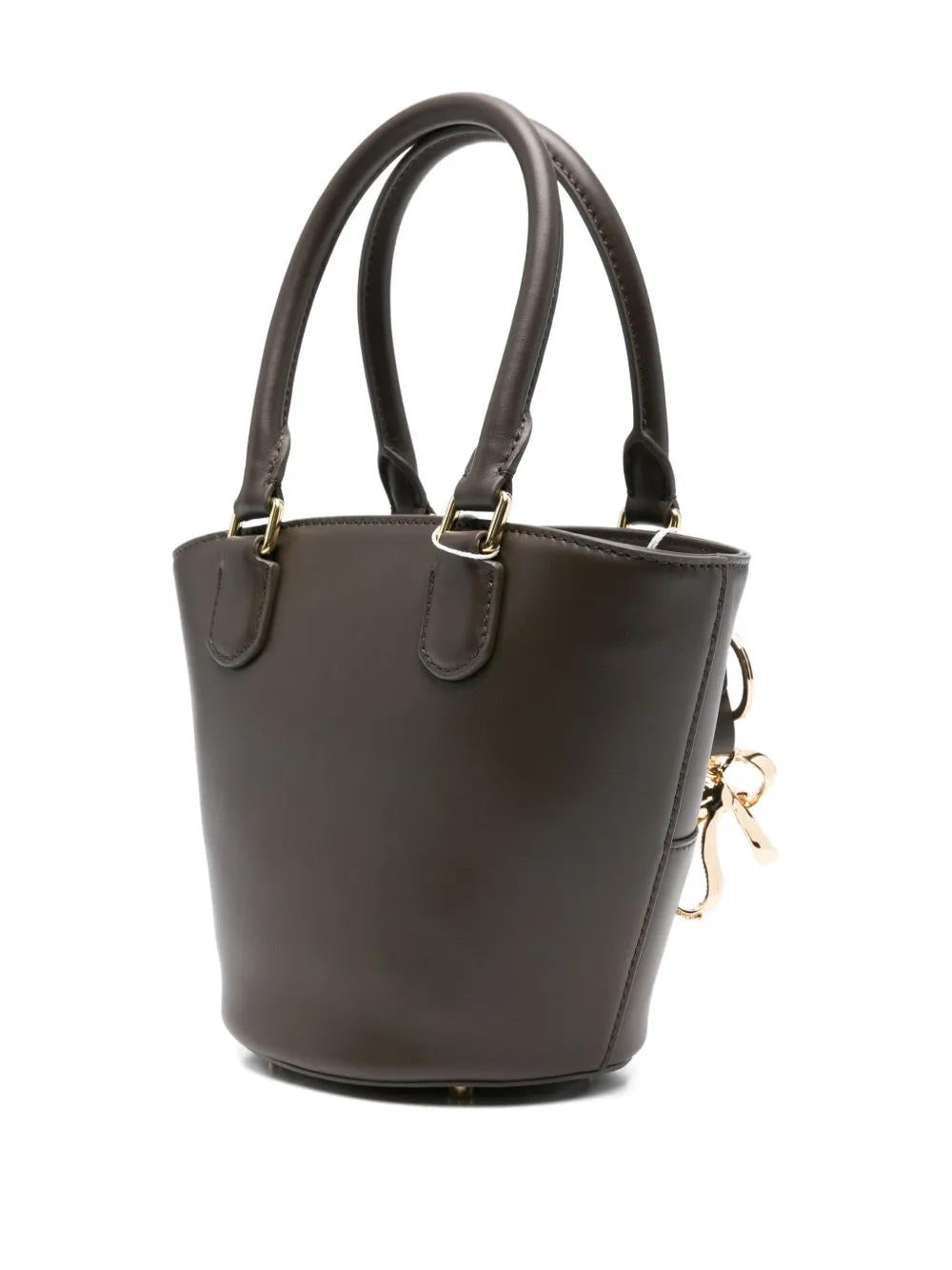 SELF-PORTRAIT Leather Bucket Handbag with Bow Charm