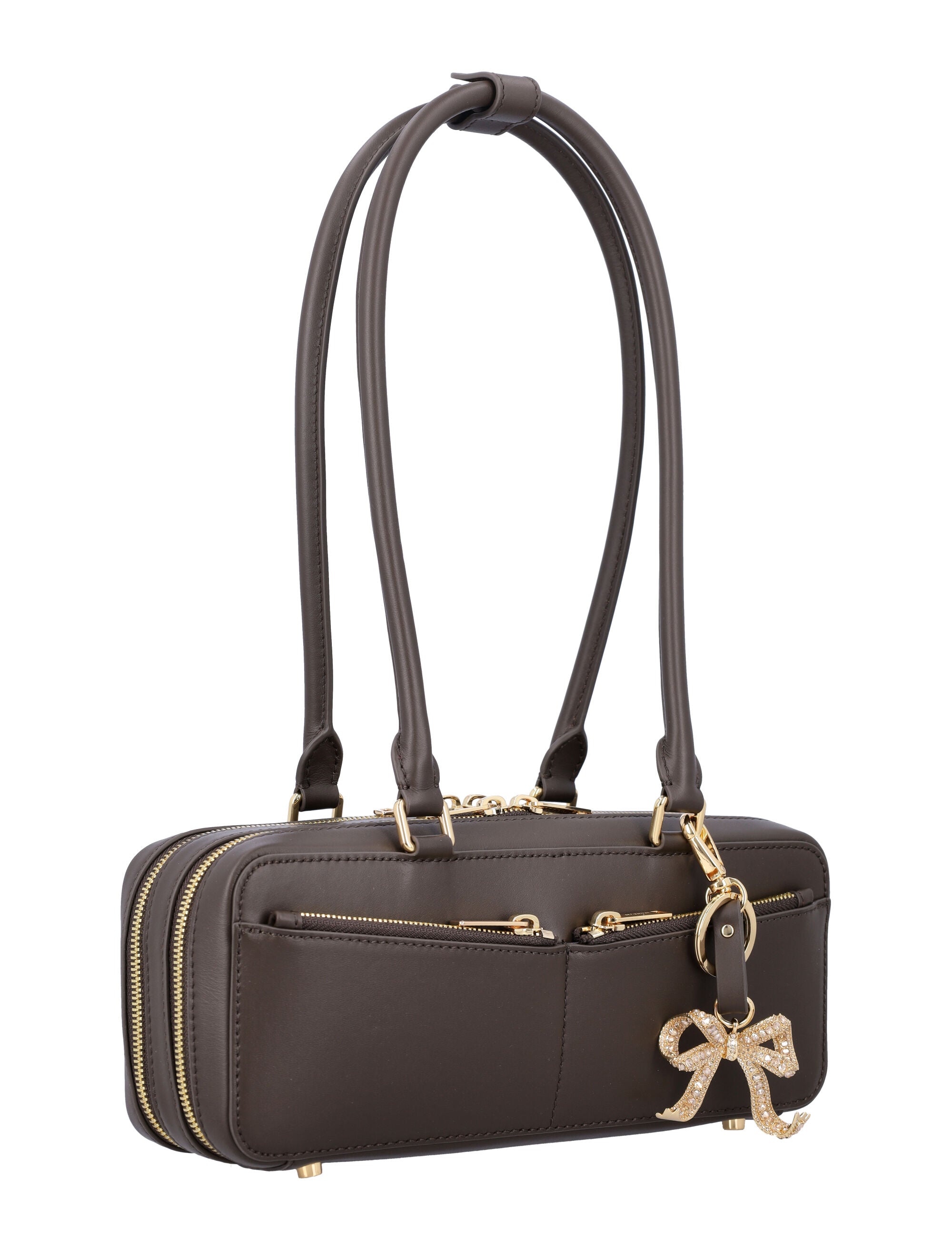 SELF-PORTRAIT Leather Handbag with Top Handles and Zip Fastening
