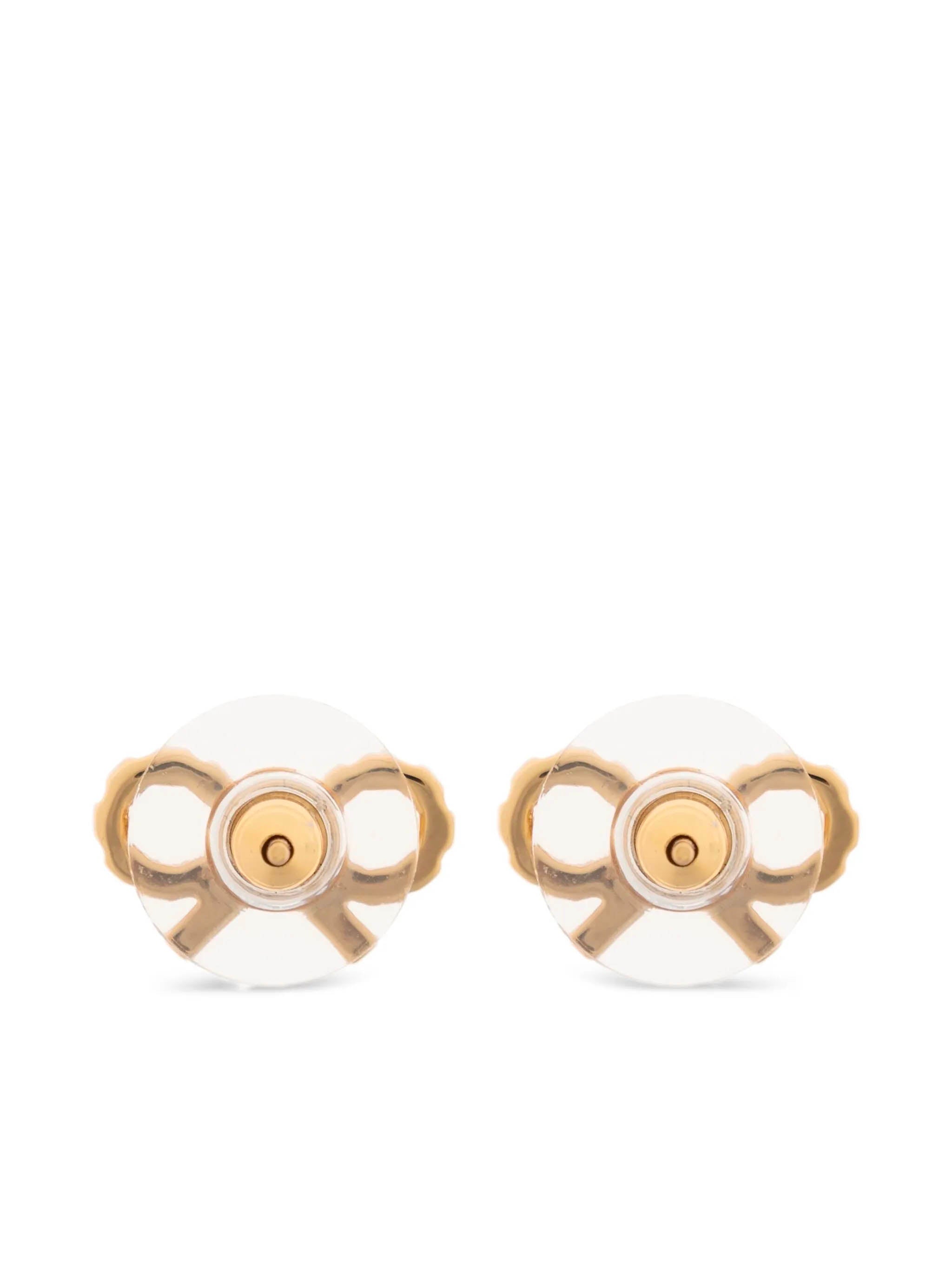 SELF-PORTRAIT Mini Gold Bow Earrings with Crystal Embellishment