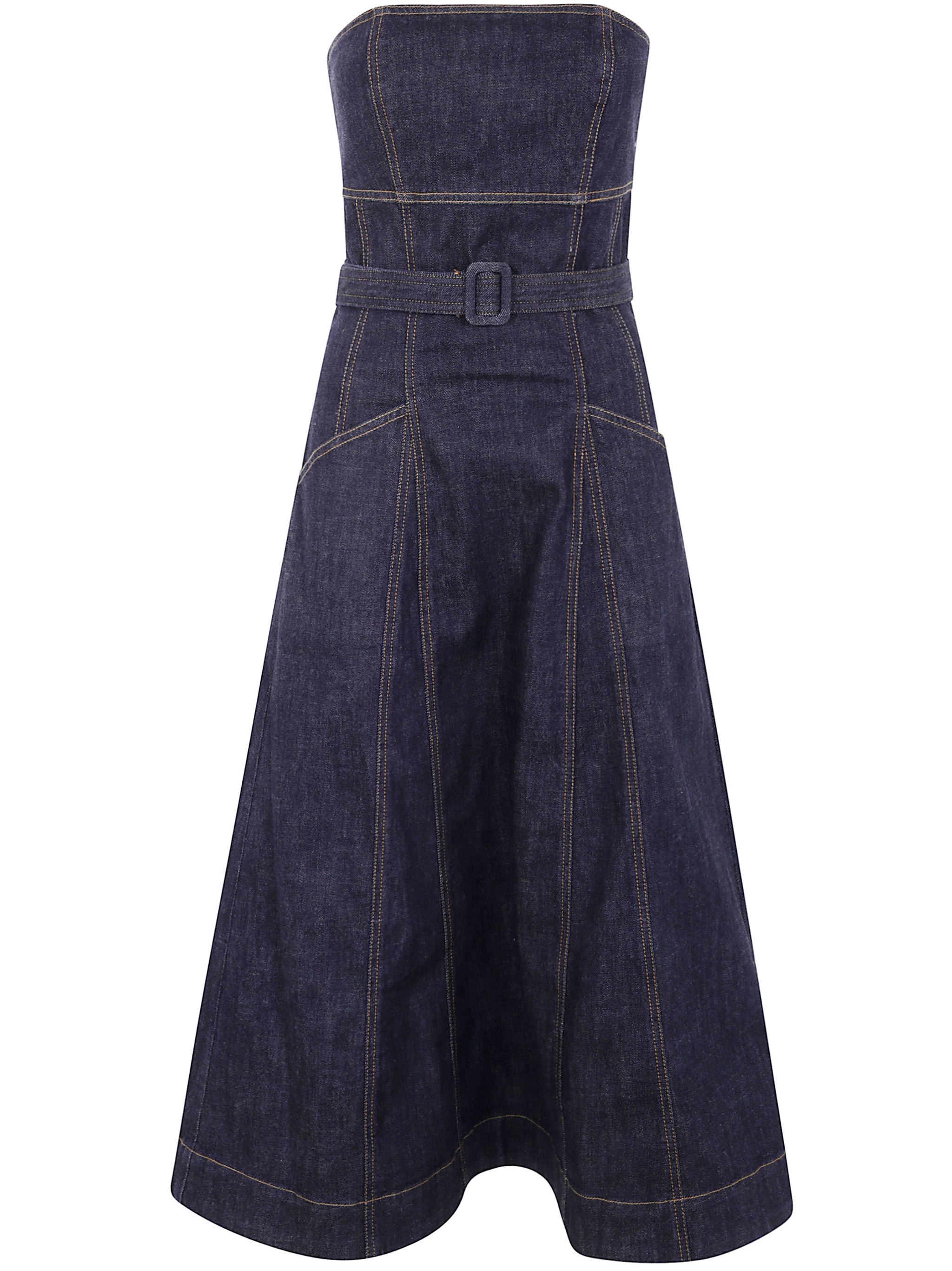 SELF-PORTRAIT Denim Dress with Coordinated Waist Belt