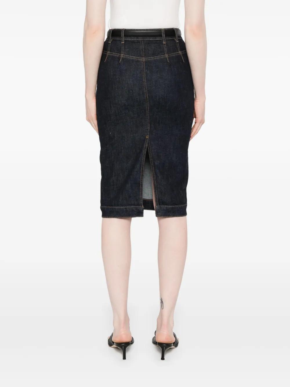 SELF-PORTRAIT Denim Midi Skirt Size 4