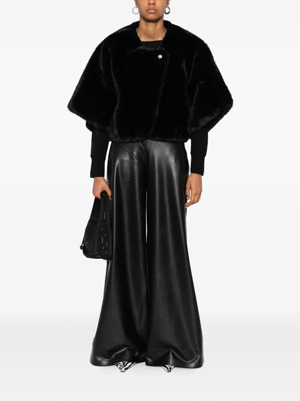 BLUGIRL Fur Edge Button Cape