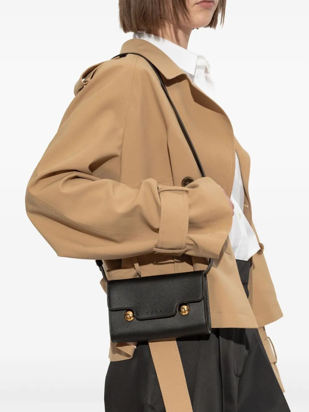 MARNI Logo Debossed Mini Shoulder Handbag