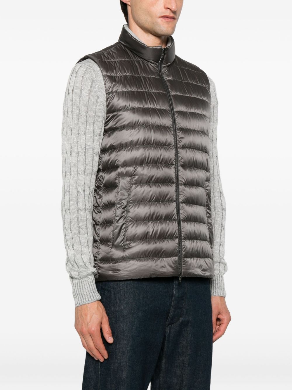 HERNO Men's Quilted Down Vest with High Neck