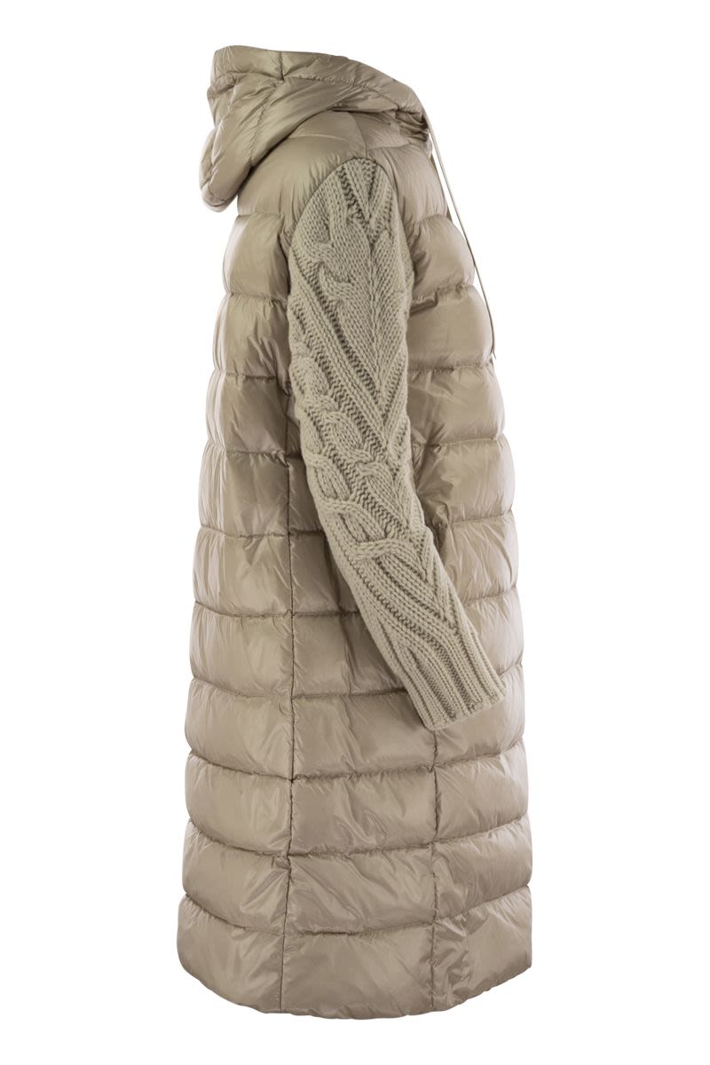 HERNO Women's Long Down Jacket with Wool Sleeves