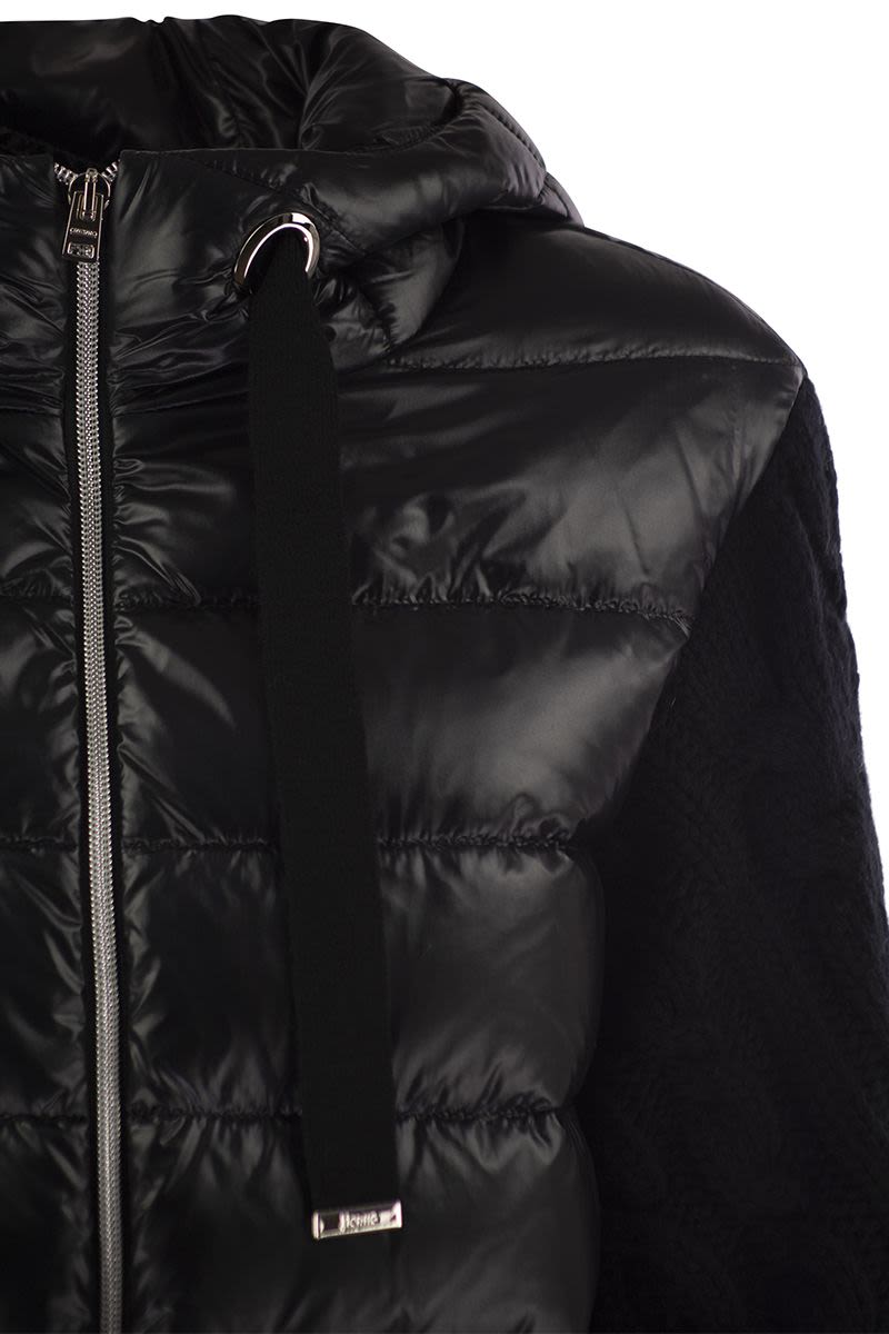 HERNO Luxury Long Down Jacket with Wool Sleeves