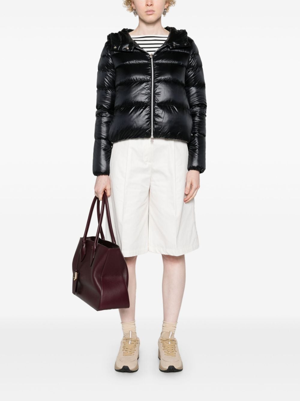 HERNO Womens Mini Down Padded Jacket with Hood