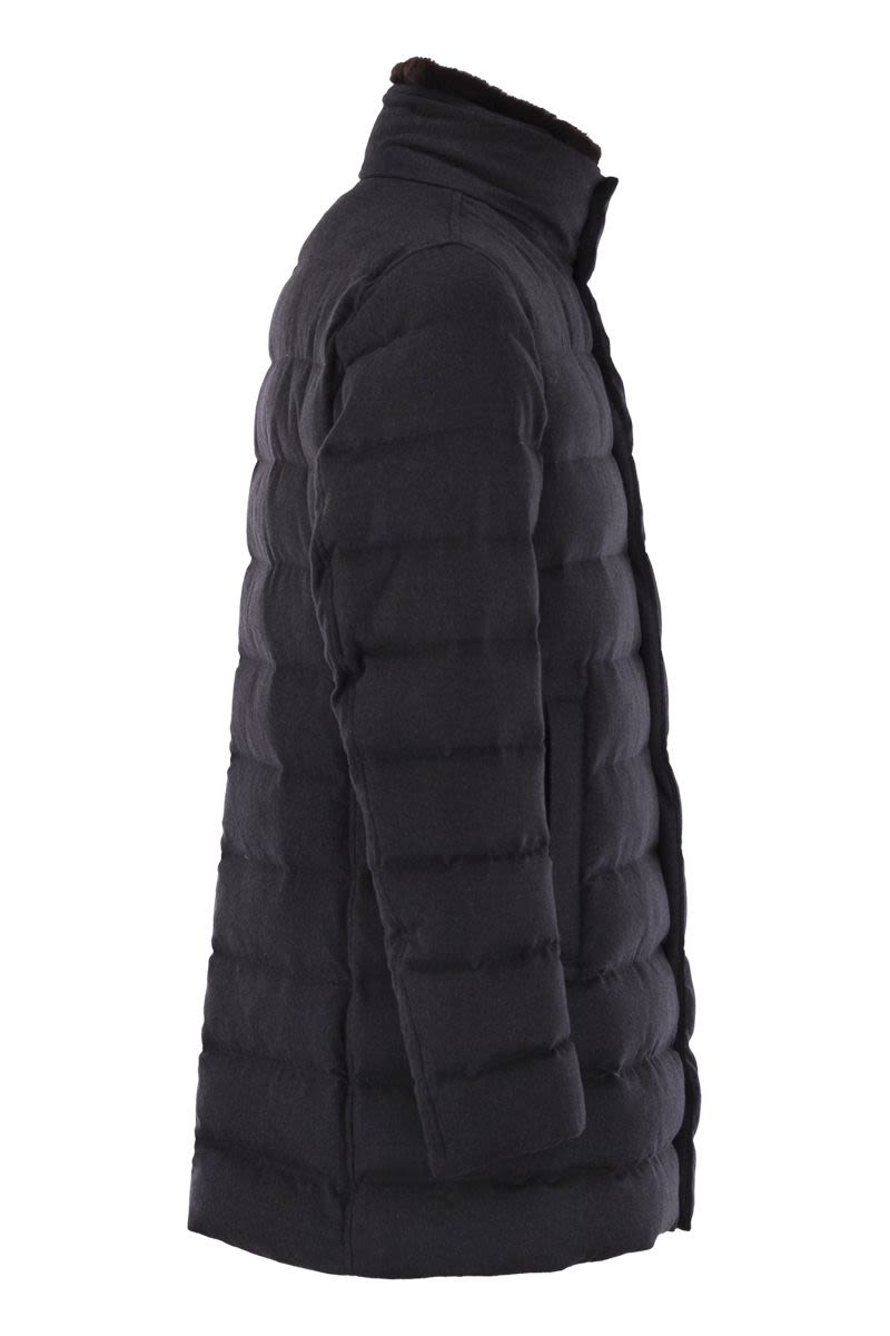 HERNO Long Down Jacket with Detachable Fur Collar for Men