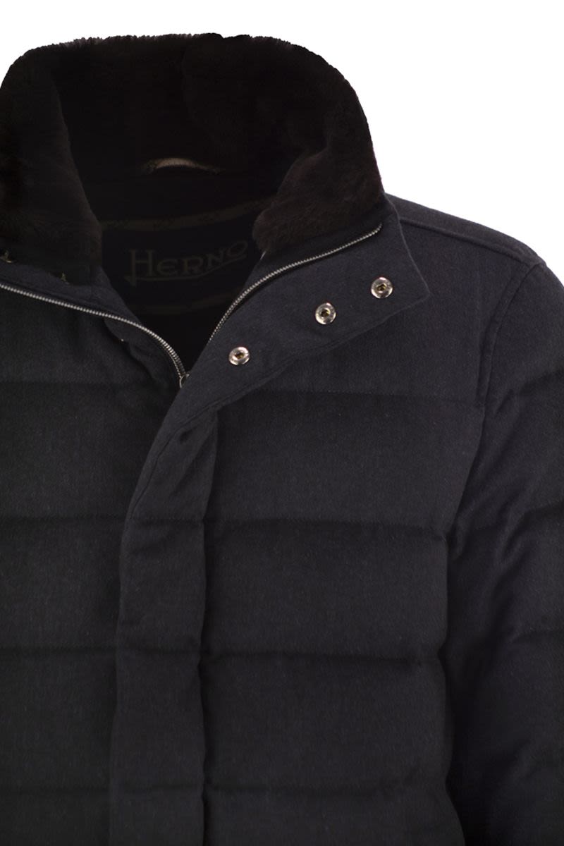 HERNO Long Down Jacket with Detachable Fur Collar for Men