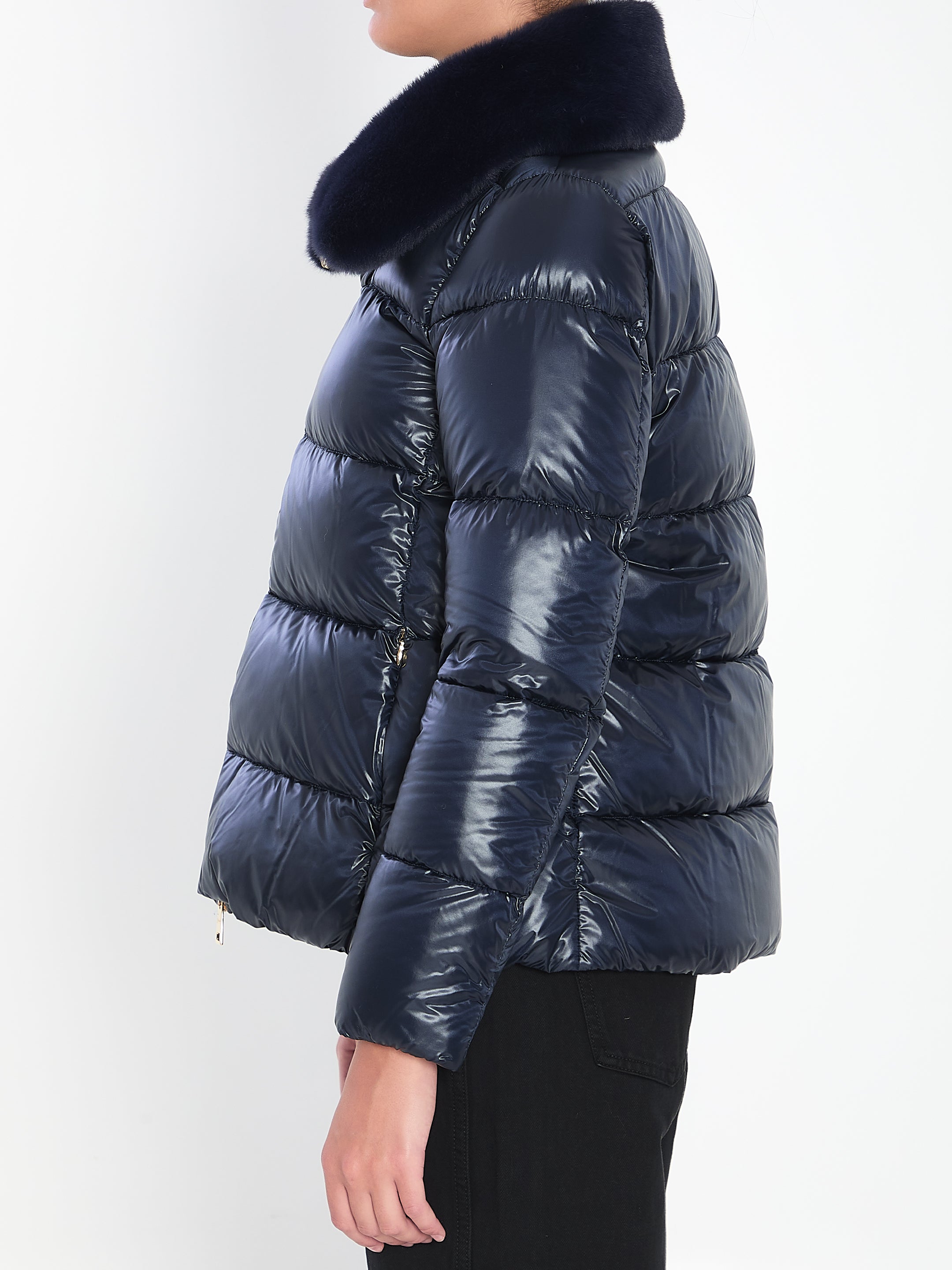 HERNO Lightweight Puffer Jacket with Fur Collar - Size 40