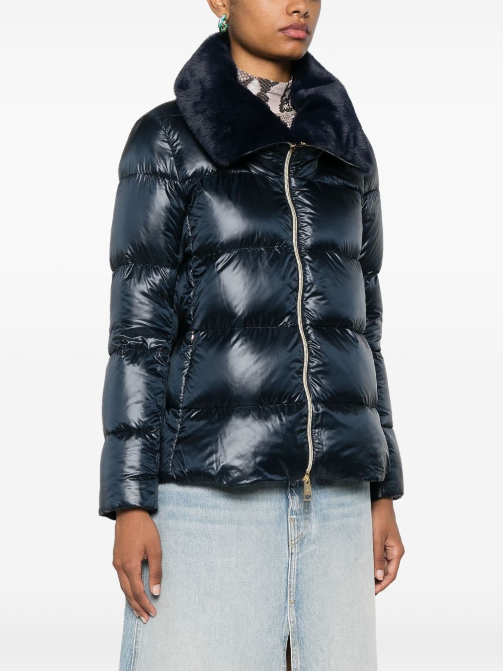 HERNO Goose Down Padded Jacket with Faux-Fur Collar