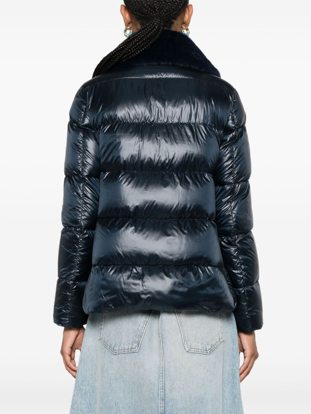 HERNO Goose Down Padded Jacket with Faux-Fur Collar