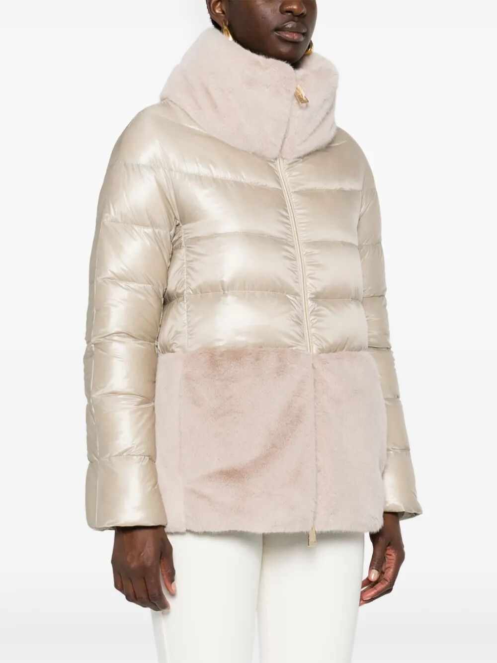 HERNO Ultralight Nylon and Fur Cape for Women