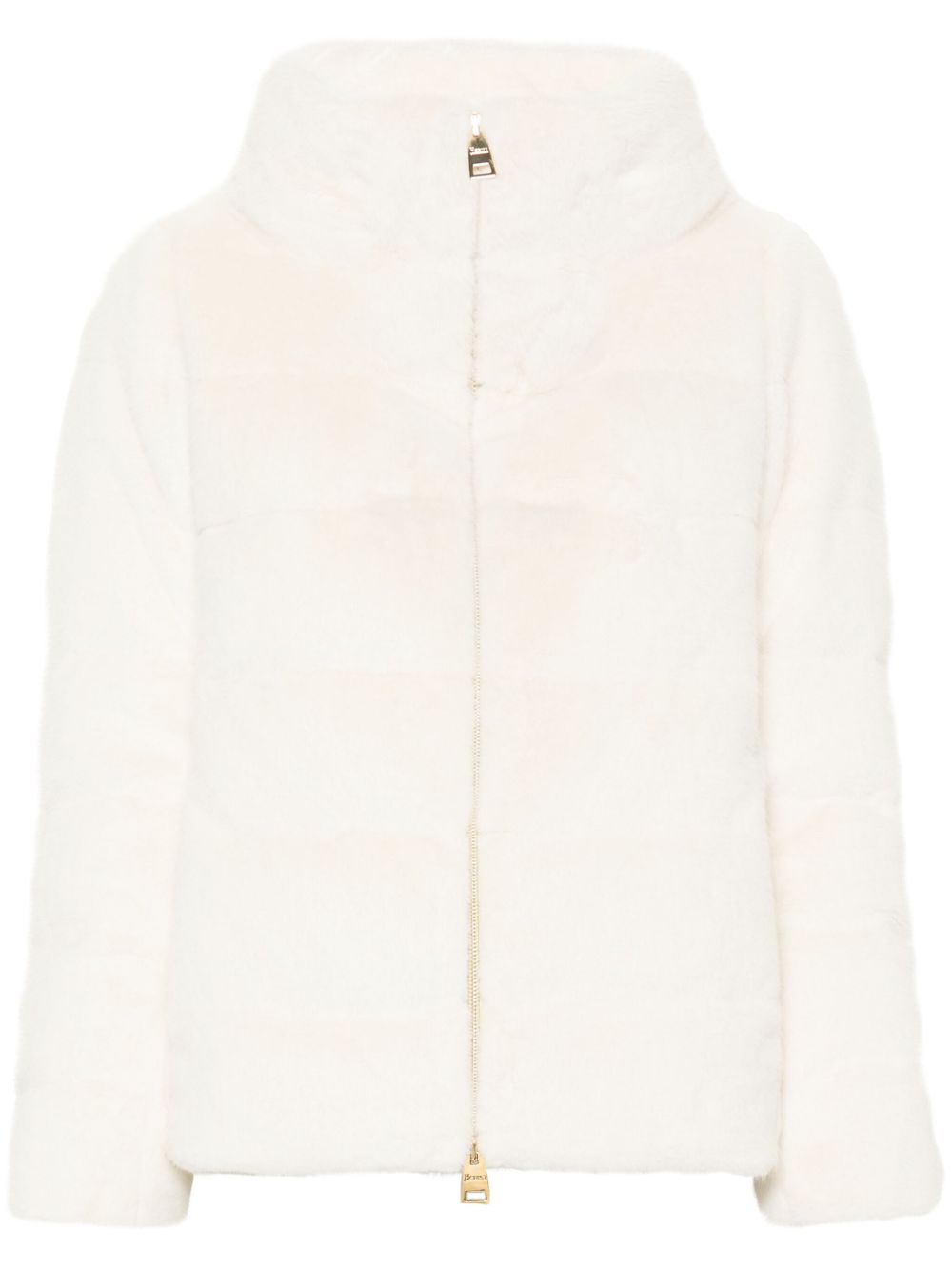 HERNO Faux-Fur Down Jacket with Funnel Neck