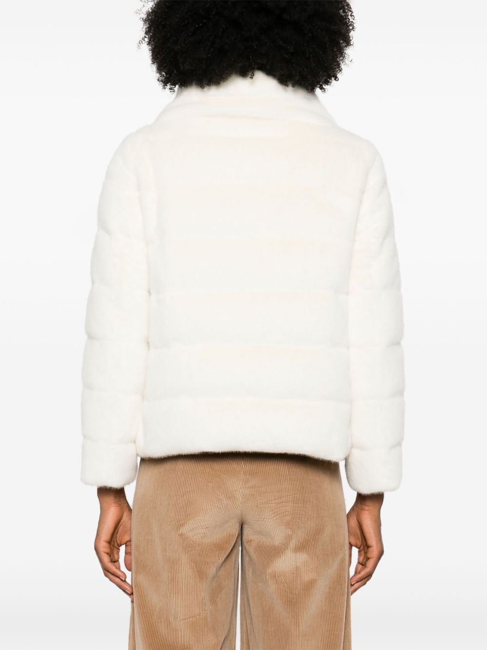 HERNO Faux-Fur Down Jacket with Funnel Neck