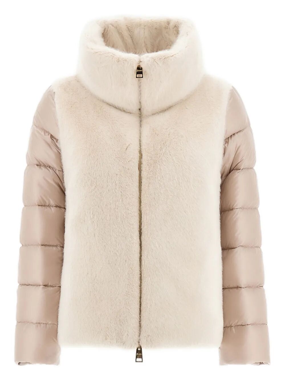 HERNO Ultralight Mini Padded Jacket with Faux Fur Inserts