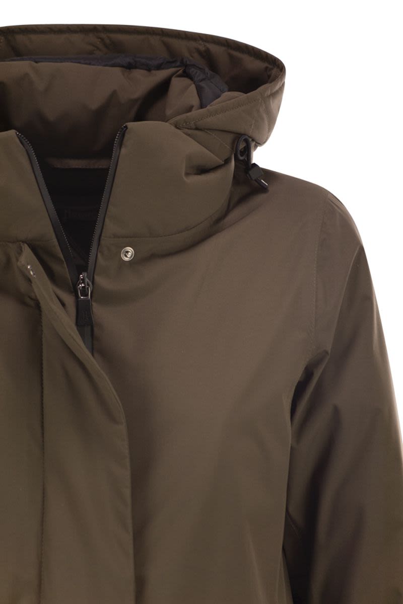 HERNO A-Shaped Down Jacket with Hood, 2 Layers