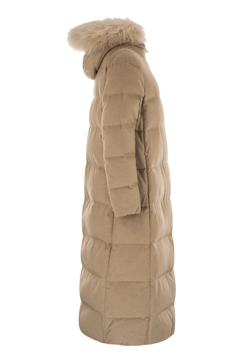 HERNO Luxurious Long Cashmere and Silk Down Jacket