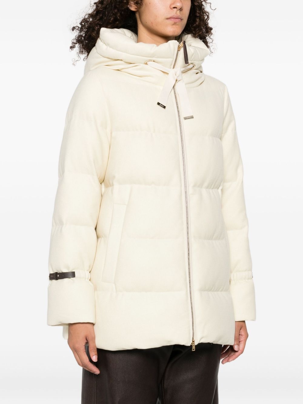HERNO Medium-Length Hooded Wool Down Jacket for Women