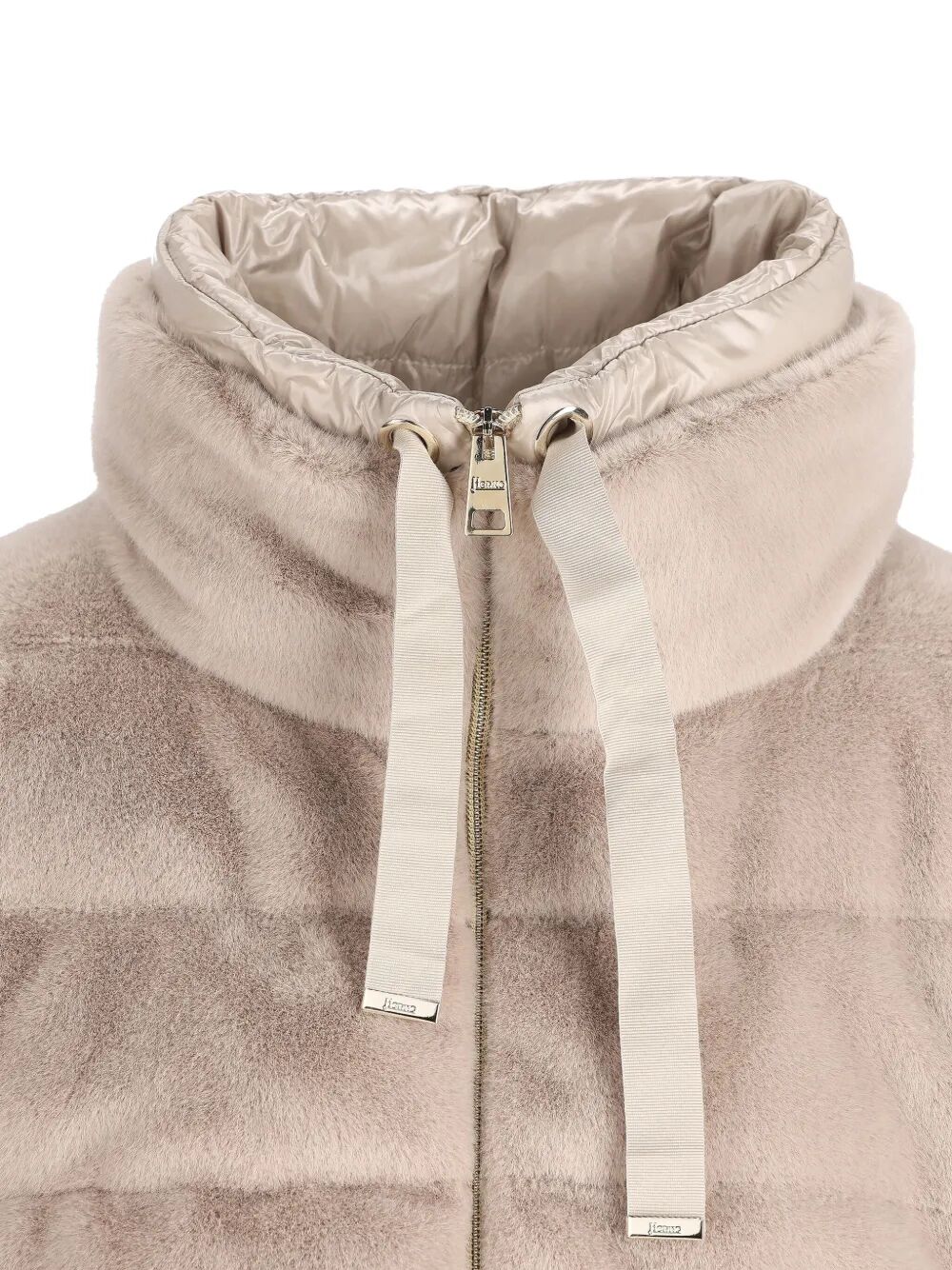 HERNO High Neck Mini Faux Fur Down Jacket