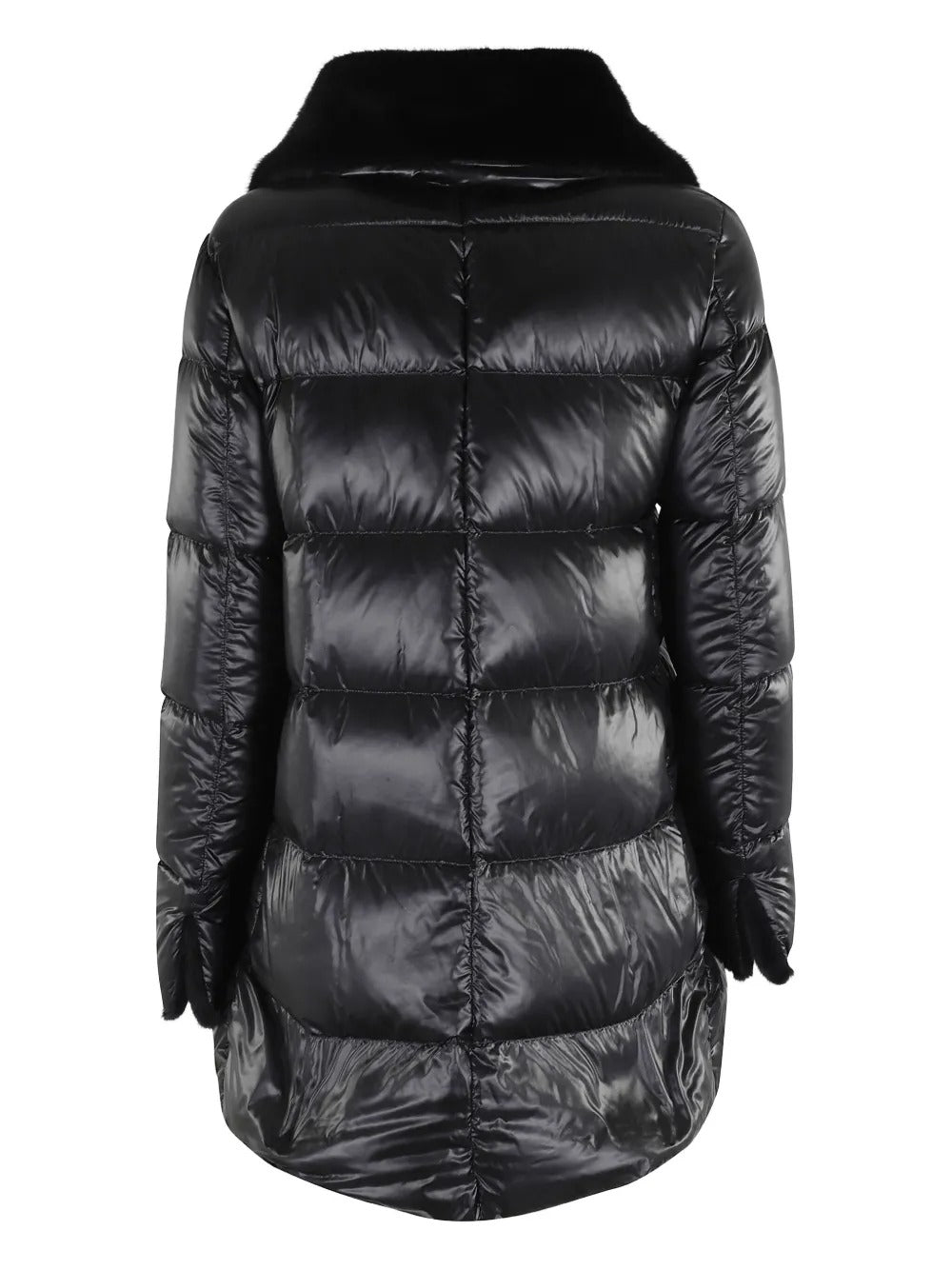 HERNO Women's Mini A-Shape Ultralight Down Jacket with Eco Fur Collar