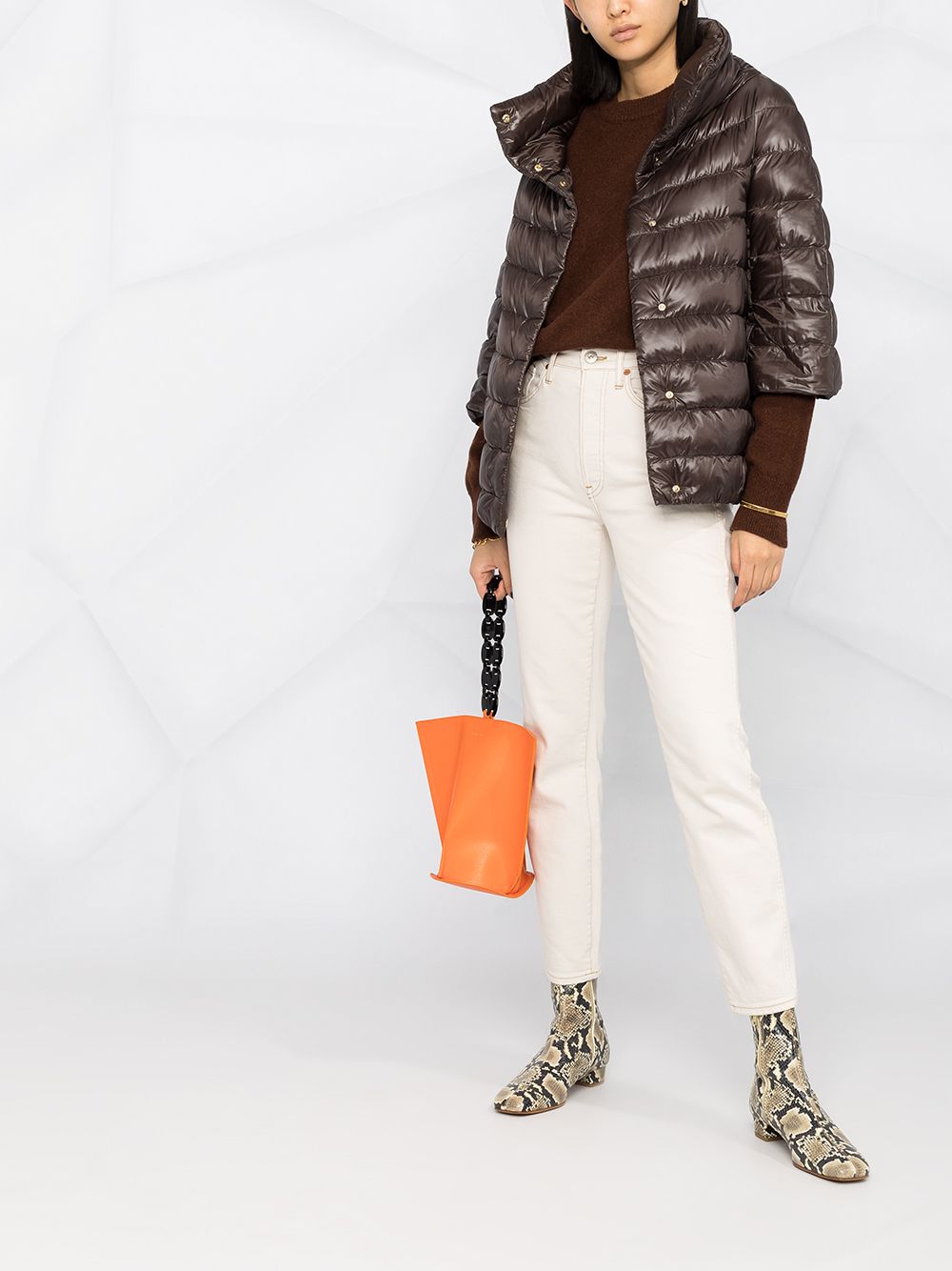 HERNO Padded High Neck Cape with Hidden Closure for Women