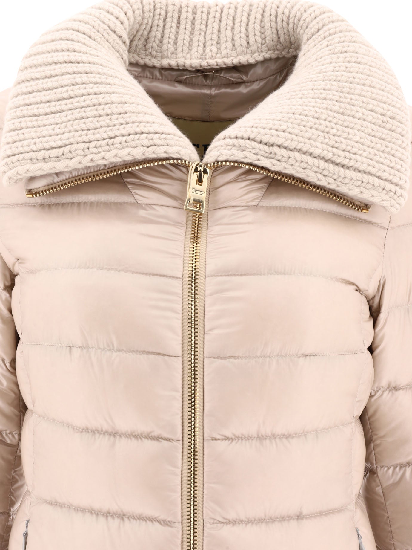 HERNO Women's Long Down Jacket with Wool Collar - Regular Fit