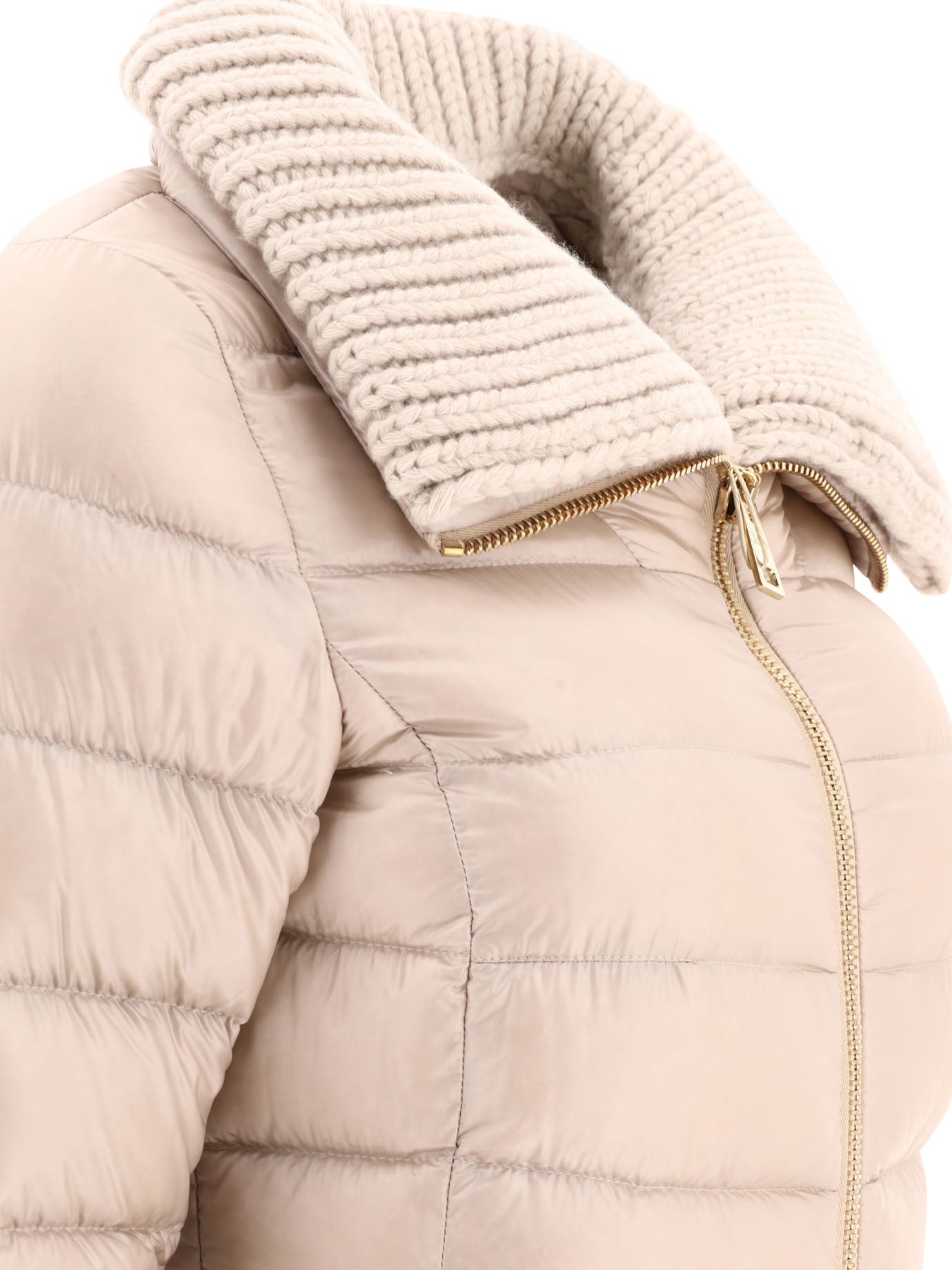 HERNO Women's Long Down Jacket with Wool Collar - Regular Fit