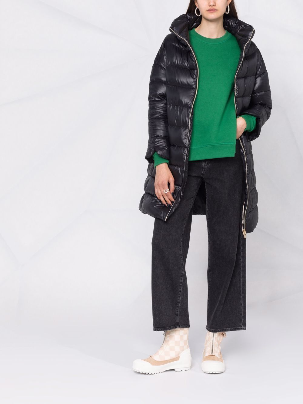 HERNO Women's Midi Down Jacket with Stand-Up Collar