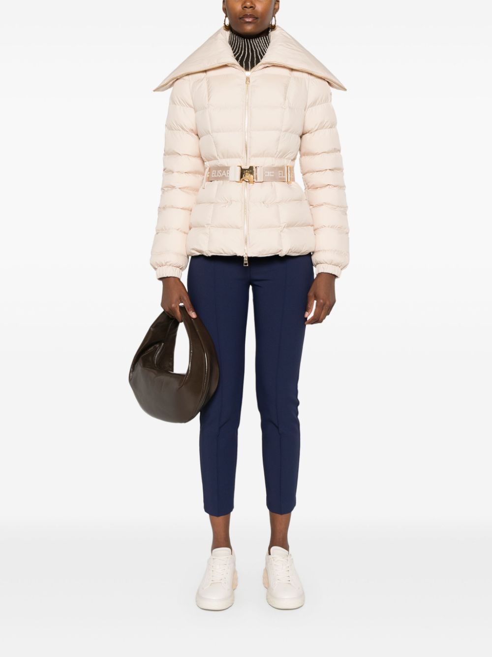 ELISABETTA FRANCHI Women's Mini Short Down Jacket with Belt