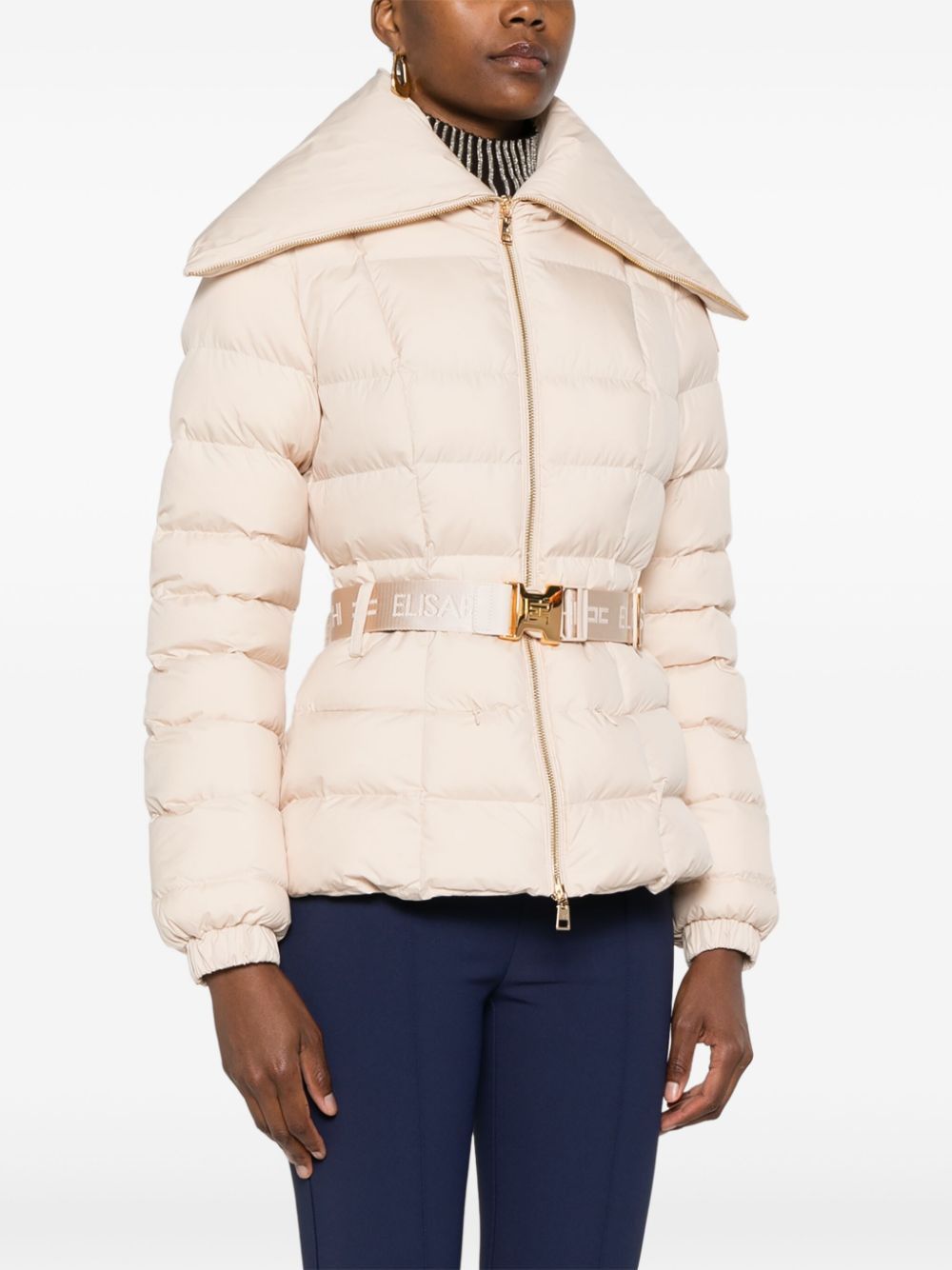 ELISABETTA FRANCHI Women's Mini Short Down Jacket with Belt