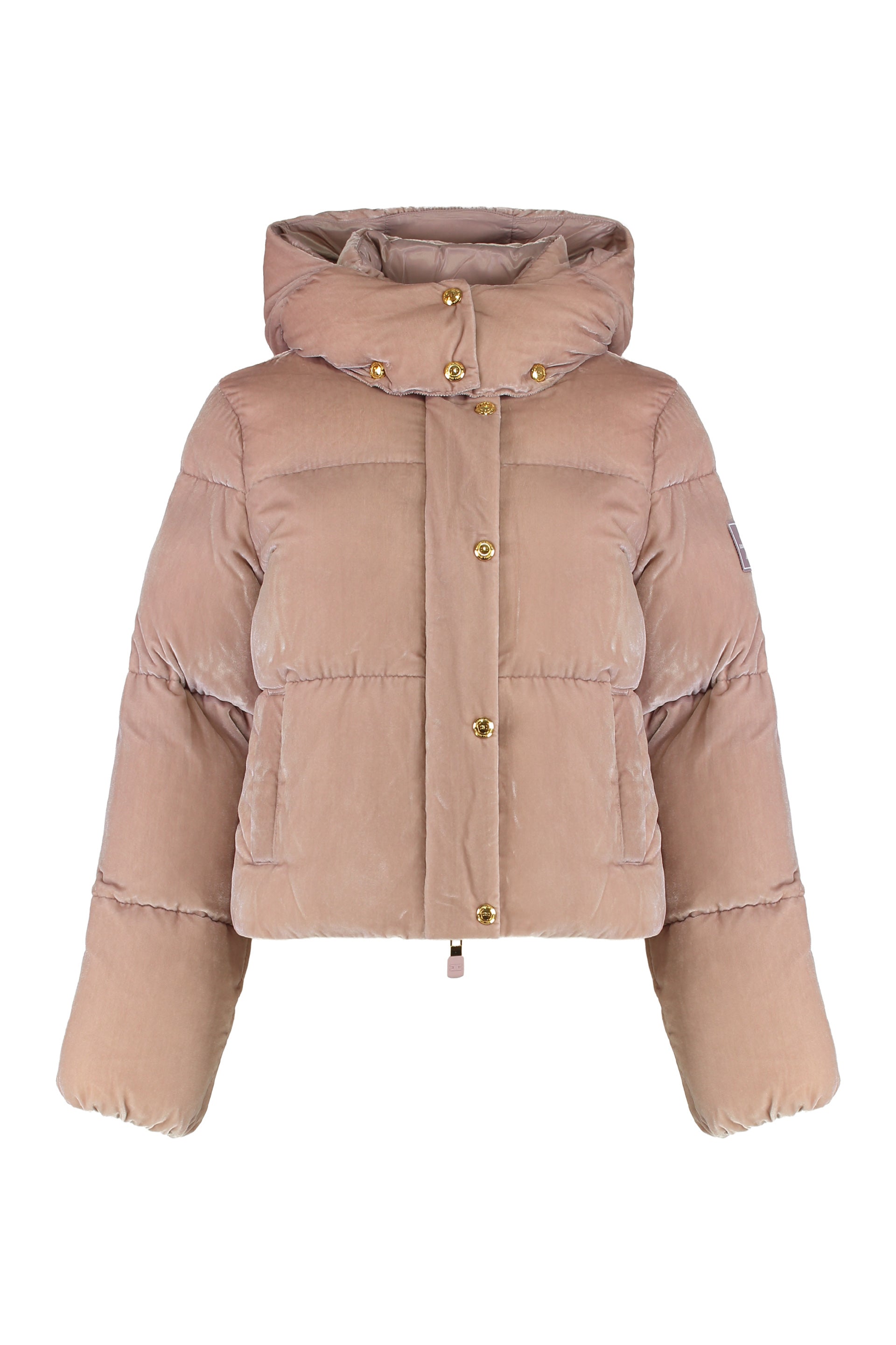 ELISABETTA FRANCHI Cropped Velvet Puffer Jacket