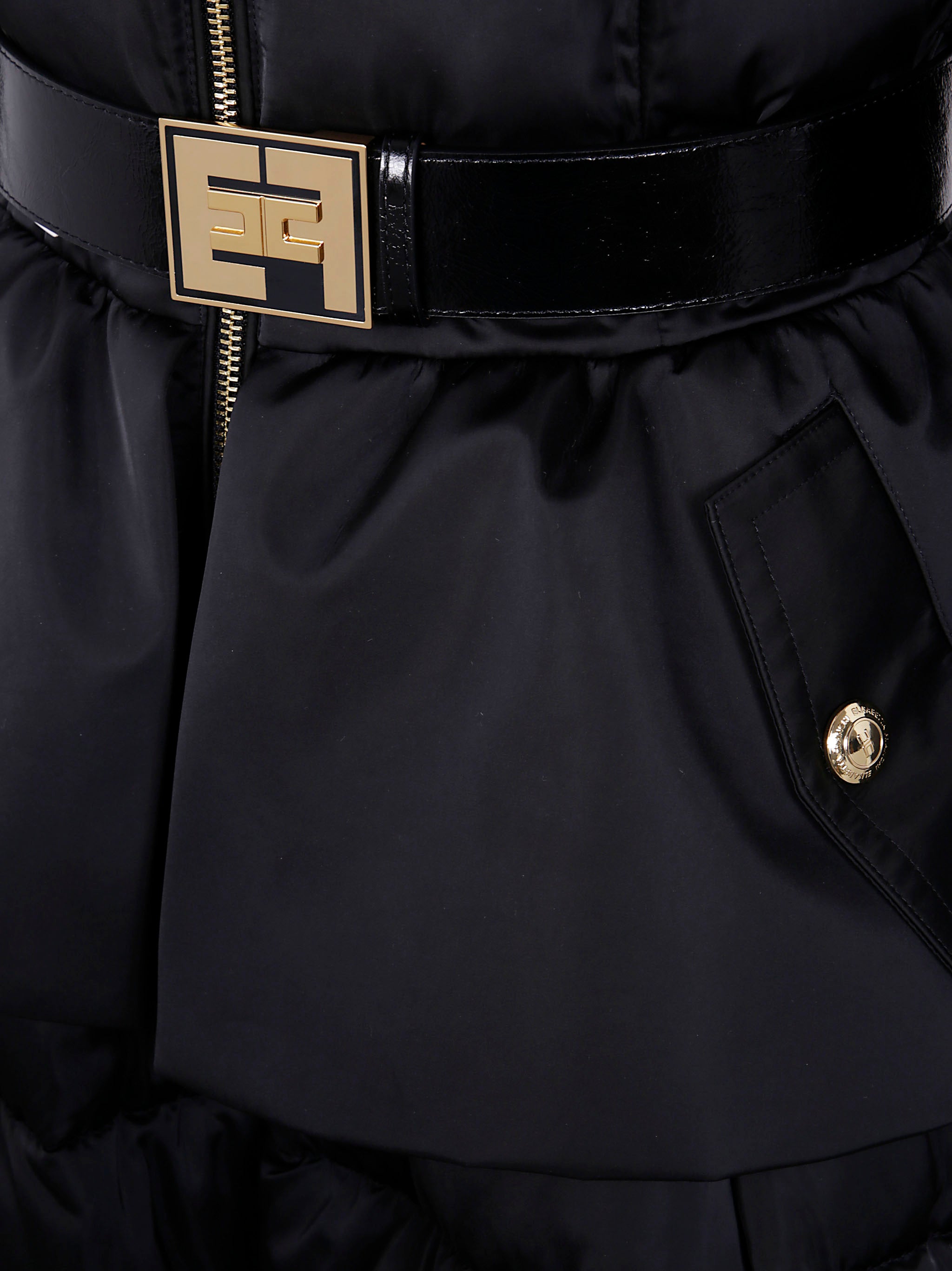 ELISABETTA FRANCHI Padded Long Jacket with Belt for Women