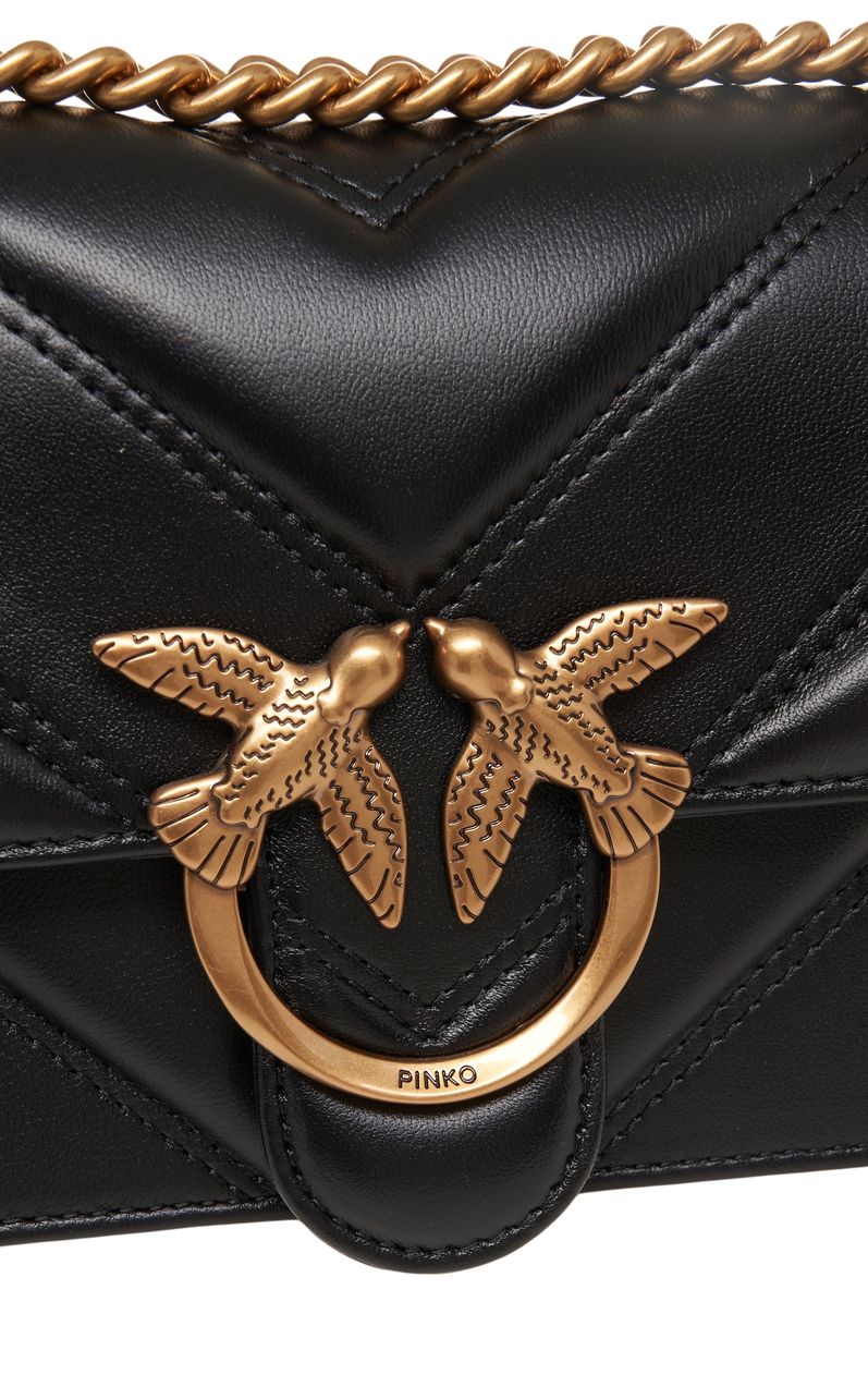 PINKO Quilted Leather Mini Shoulder Handbag (30 x 18 x 10 cm)