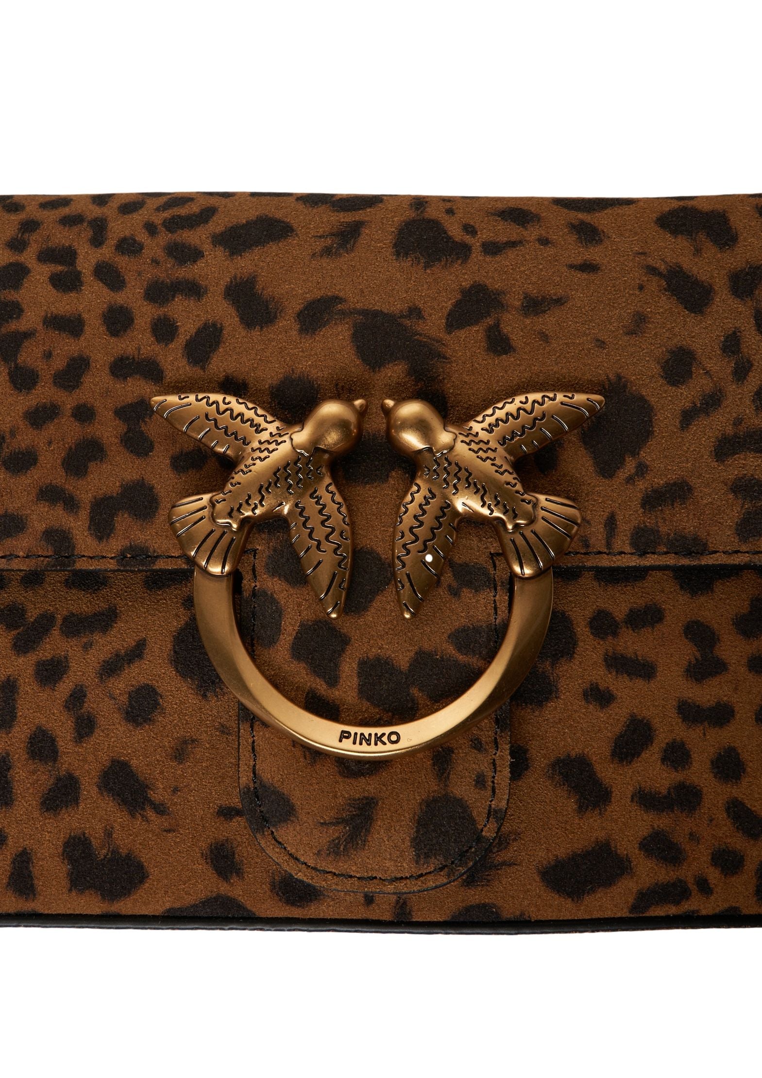 PINKO Mini Animal Print Crossbody Handbag with Iconic Closure