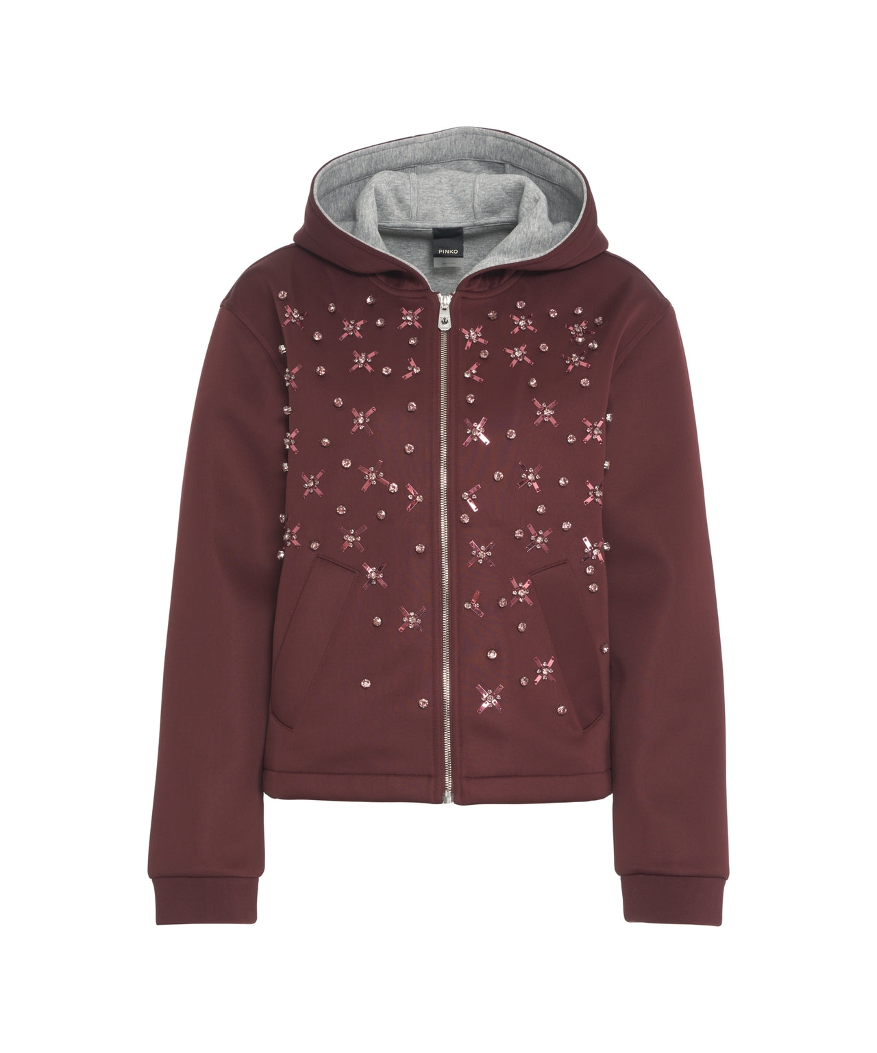 PINKO Hooded Jacket with Glamorous Embellishments
