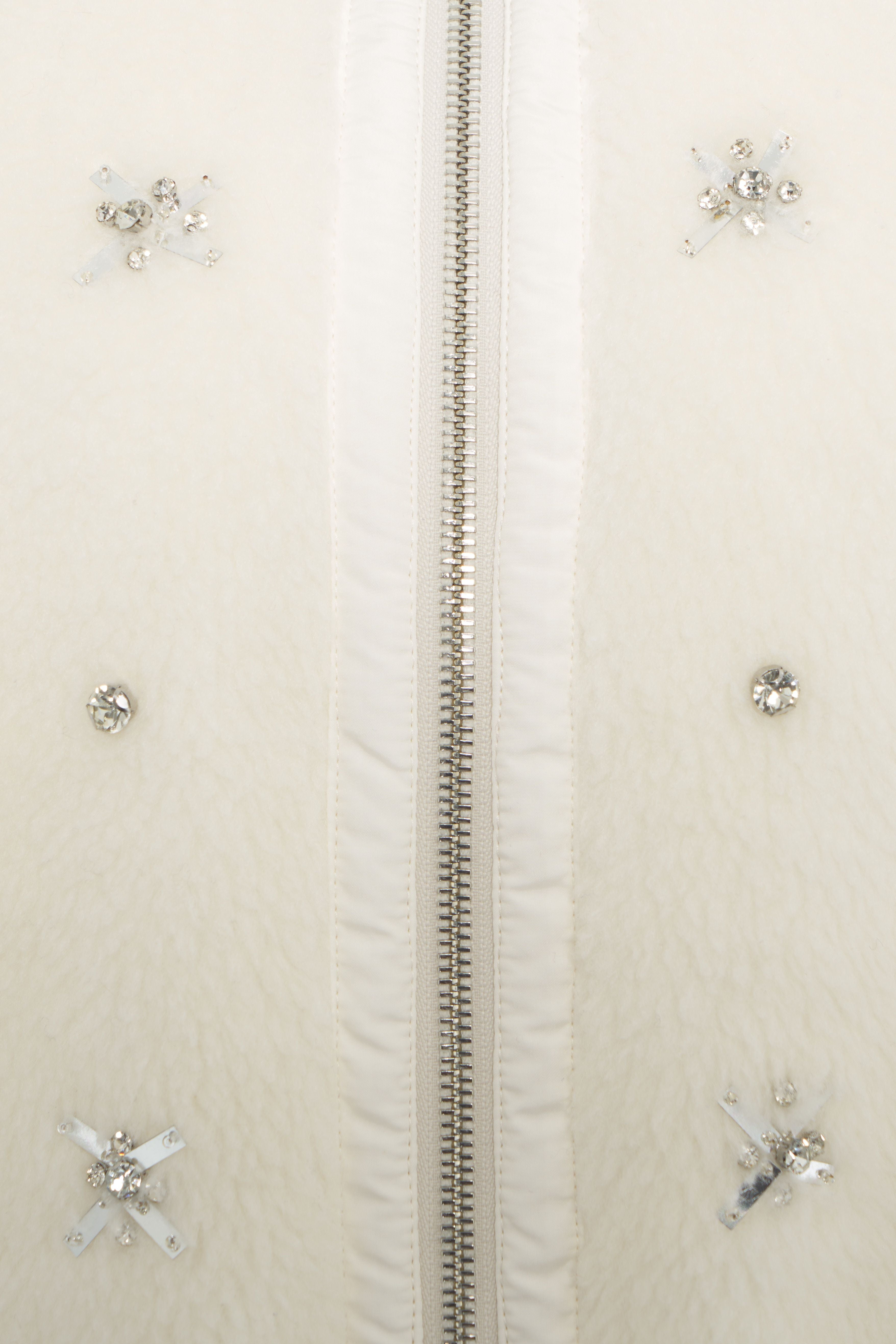 PINKO Oversized Faux Fur Jacket with Rhinestone Accents