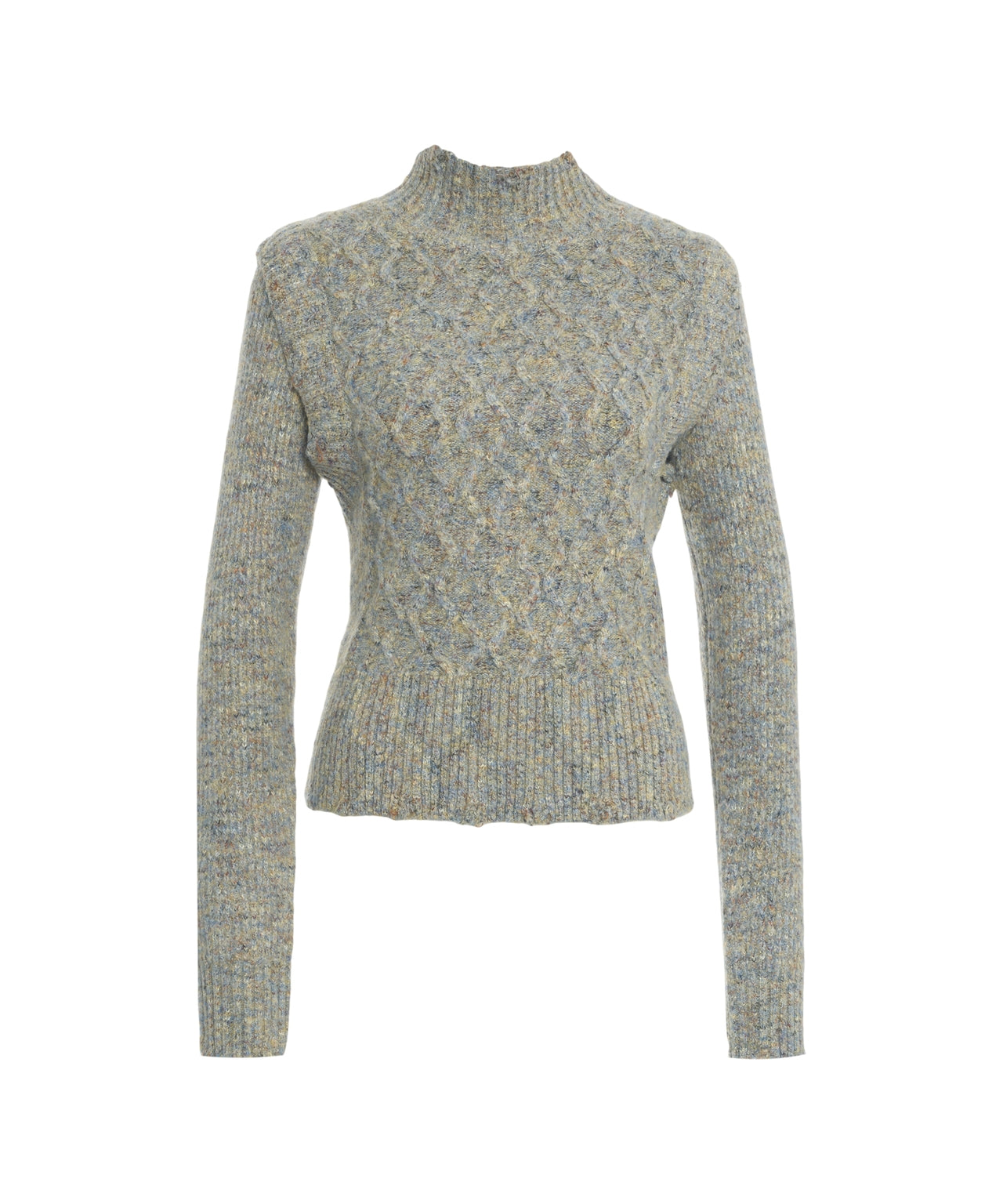 PINKO Elegant Cable-Knit Sweater with High Collar