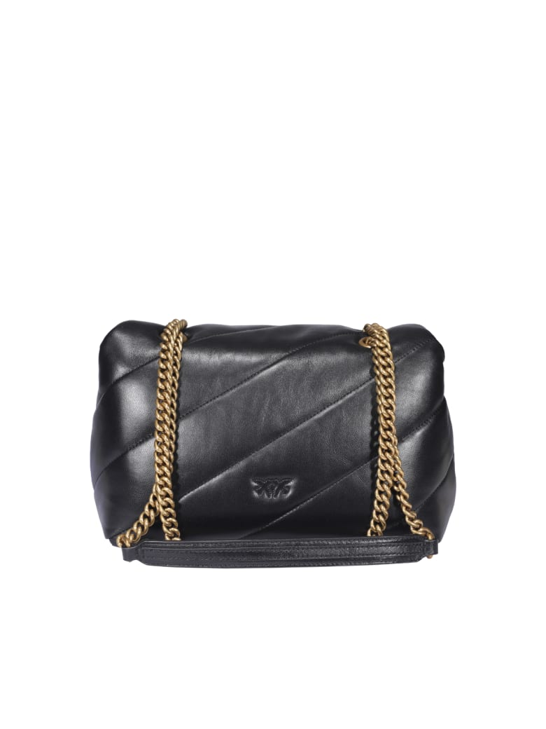 PINKO Iconic Quilted Shoulder Handbag with Chain Strap