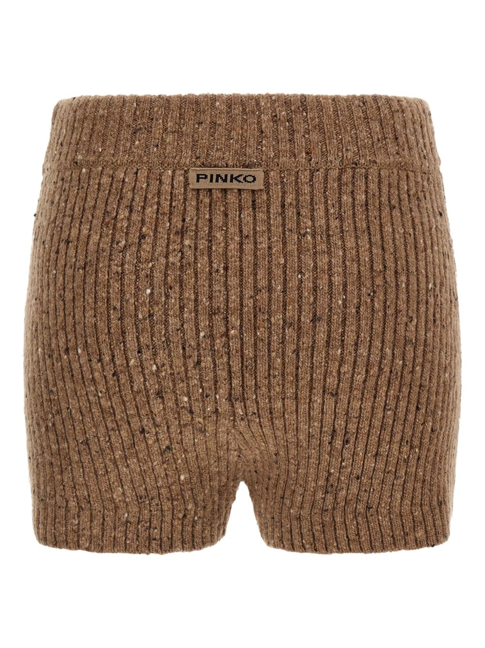 PINKO Chic Mini Bouclé Knit Shorts with Rhinestone Accents