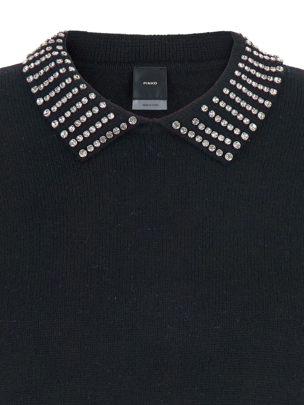 PINKO Rhinestone-Embellished Polo Collar Sweater - Women