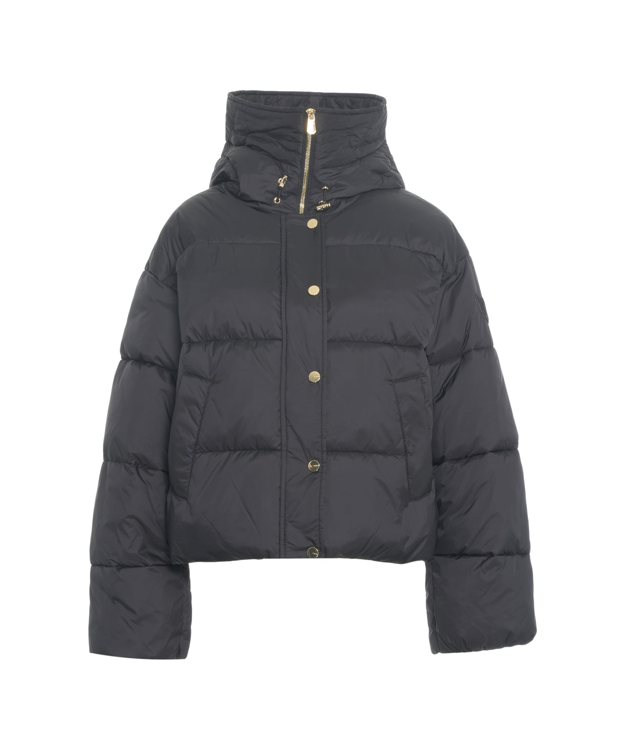 PINKO Cropped Quilted Puffer Jacket with High Collar and Hood for Women