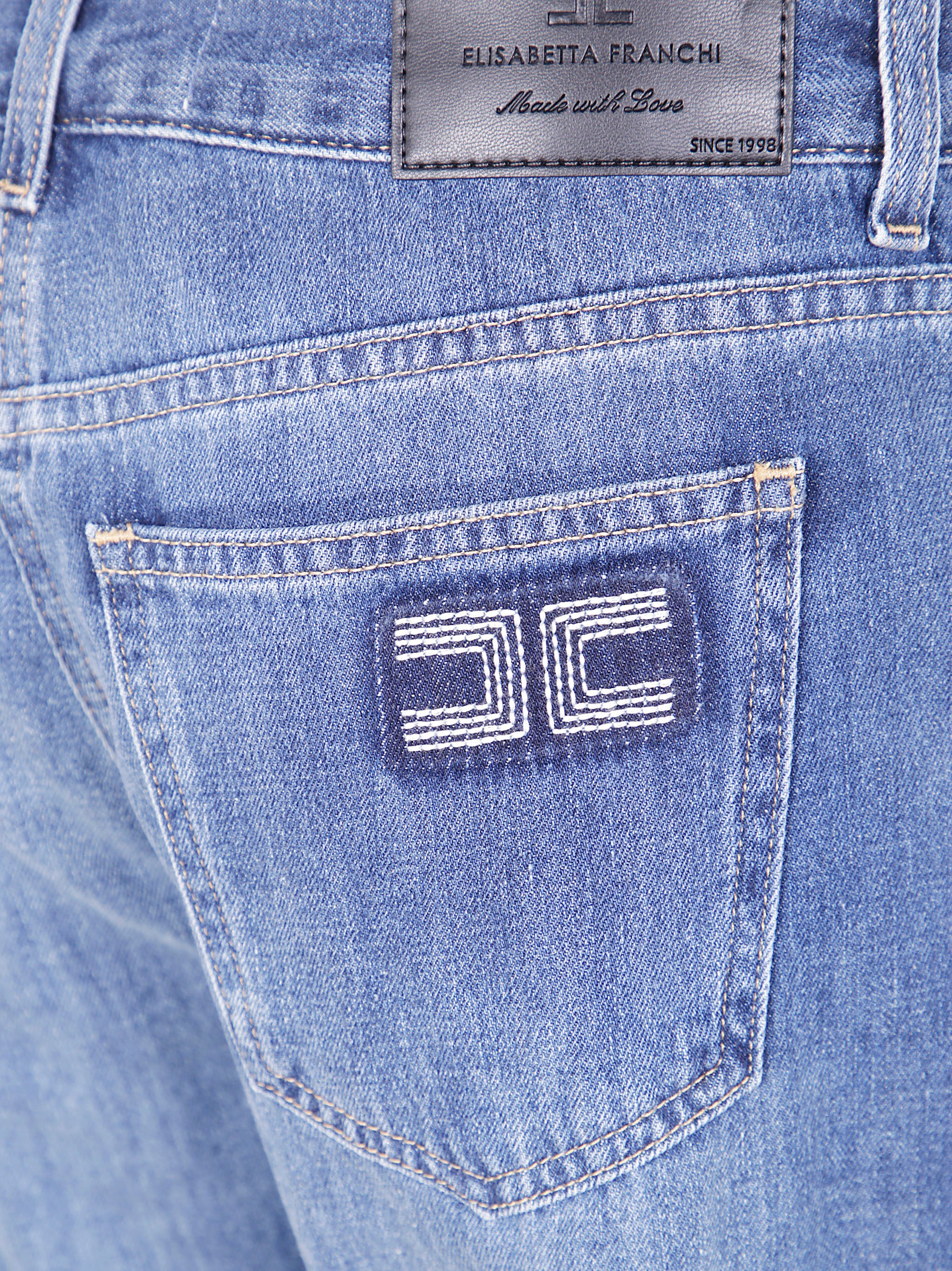 ELISABETTA FRANCHI Straight Leg Jeans with Logo Plaque
