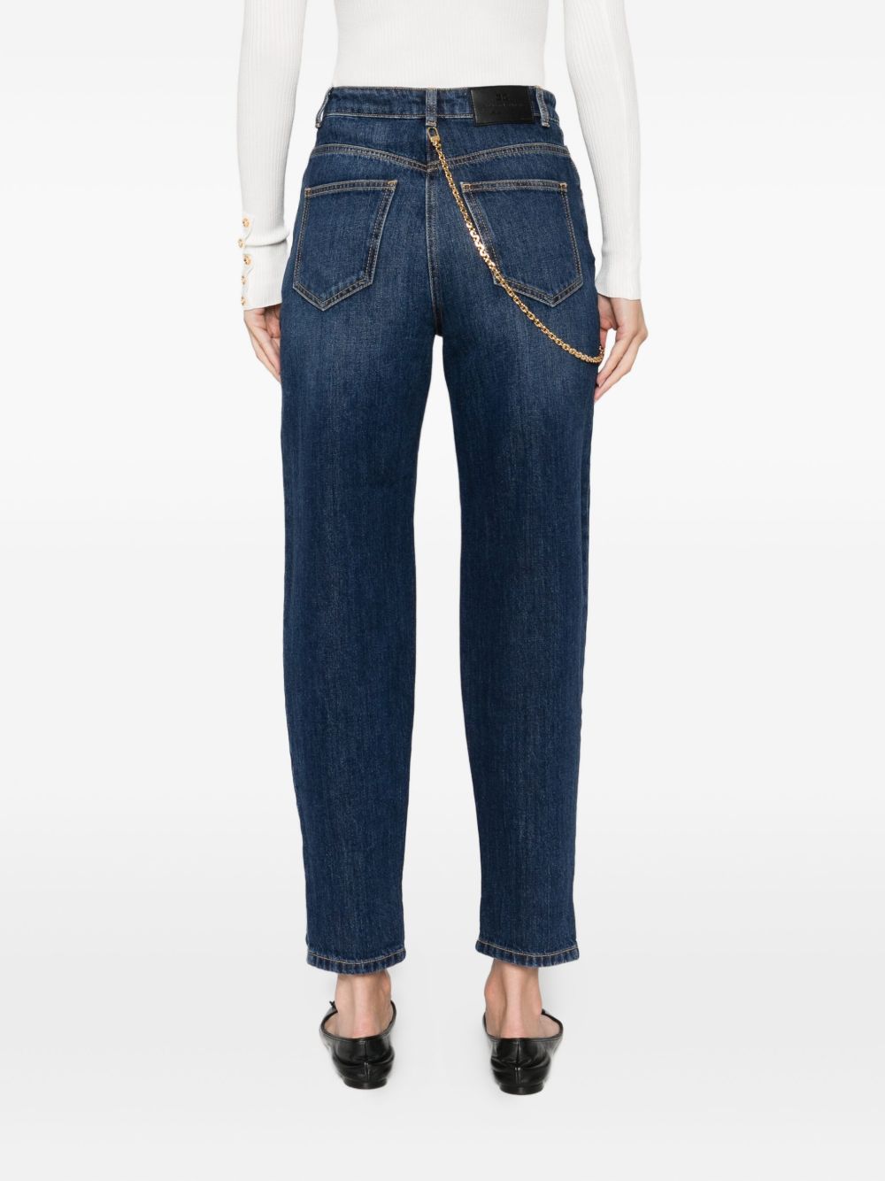 ELISABETTA FRANCHI Tapered Jeans with Chain Embellishment
