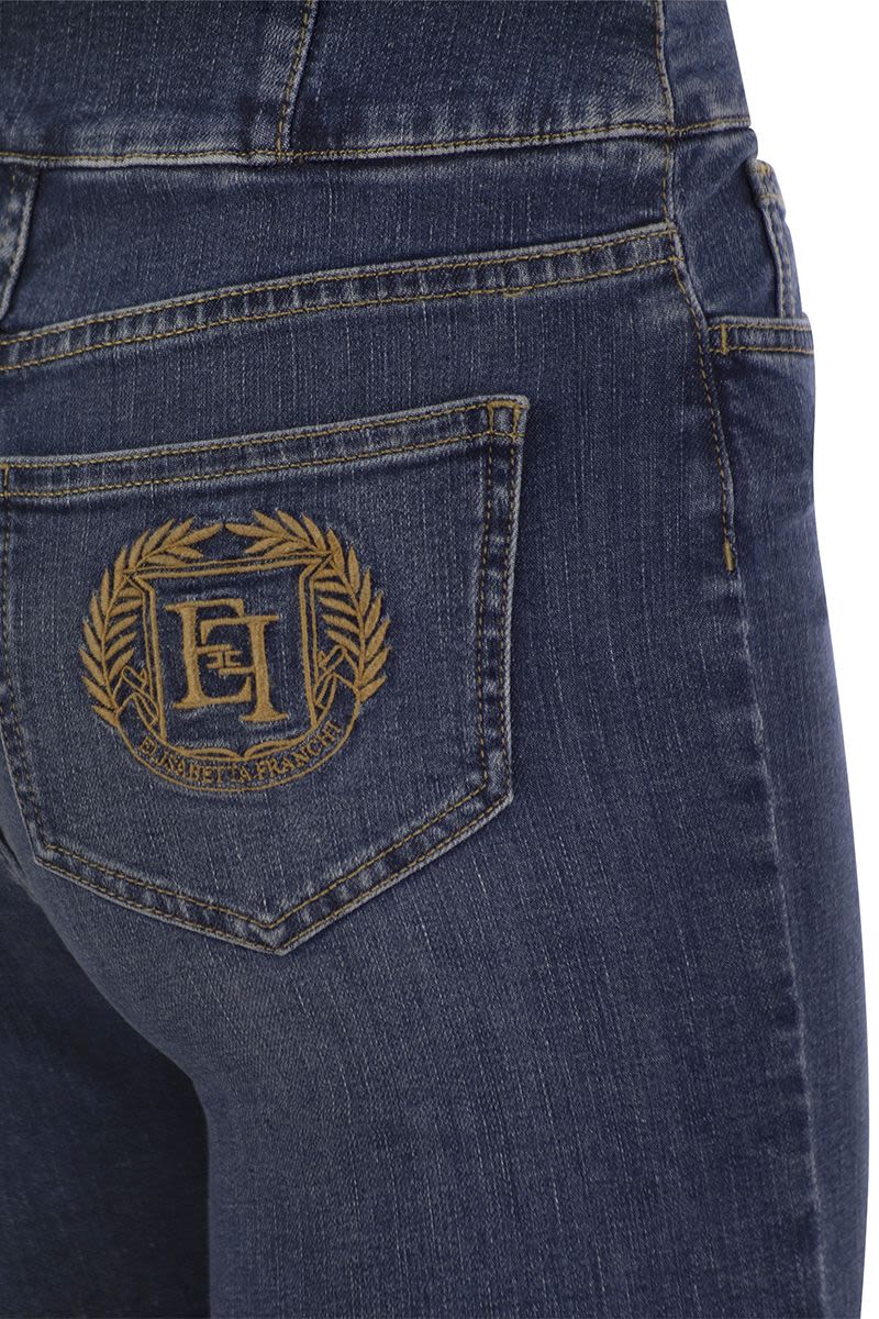 ELISABETTA FRANCHI Women's Logo Back Pocket Denim Jean Pants