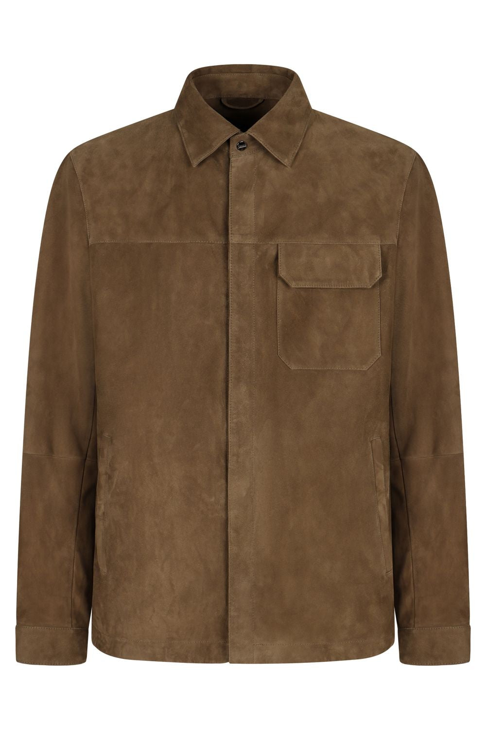 HERNO Genuine Leather Overshirt with Front Pocket - SS25