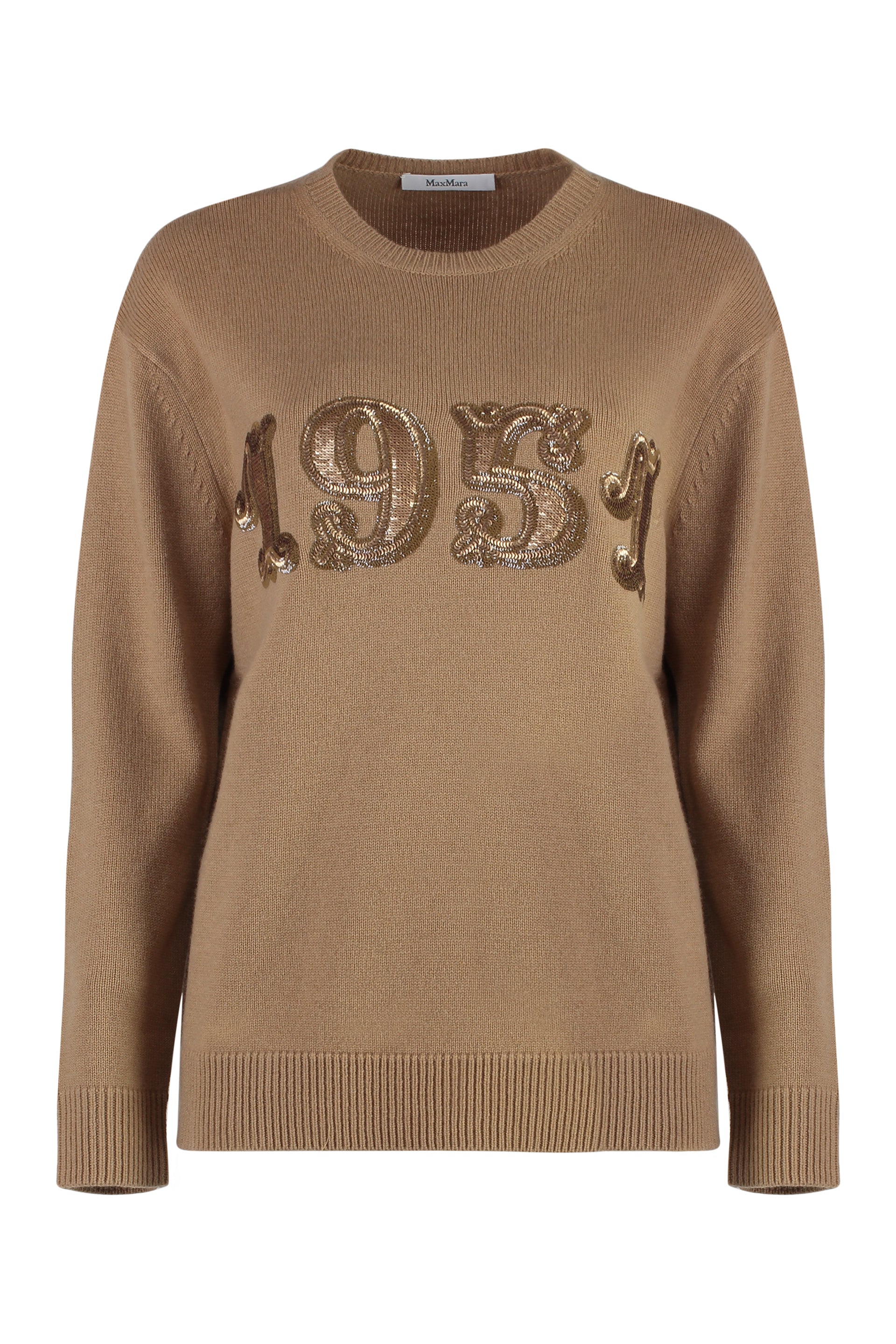 MAX MARA Wool and Cashmere Sweater with Sequined Front