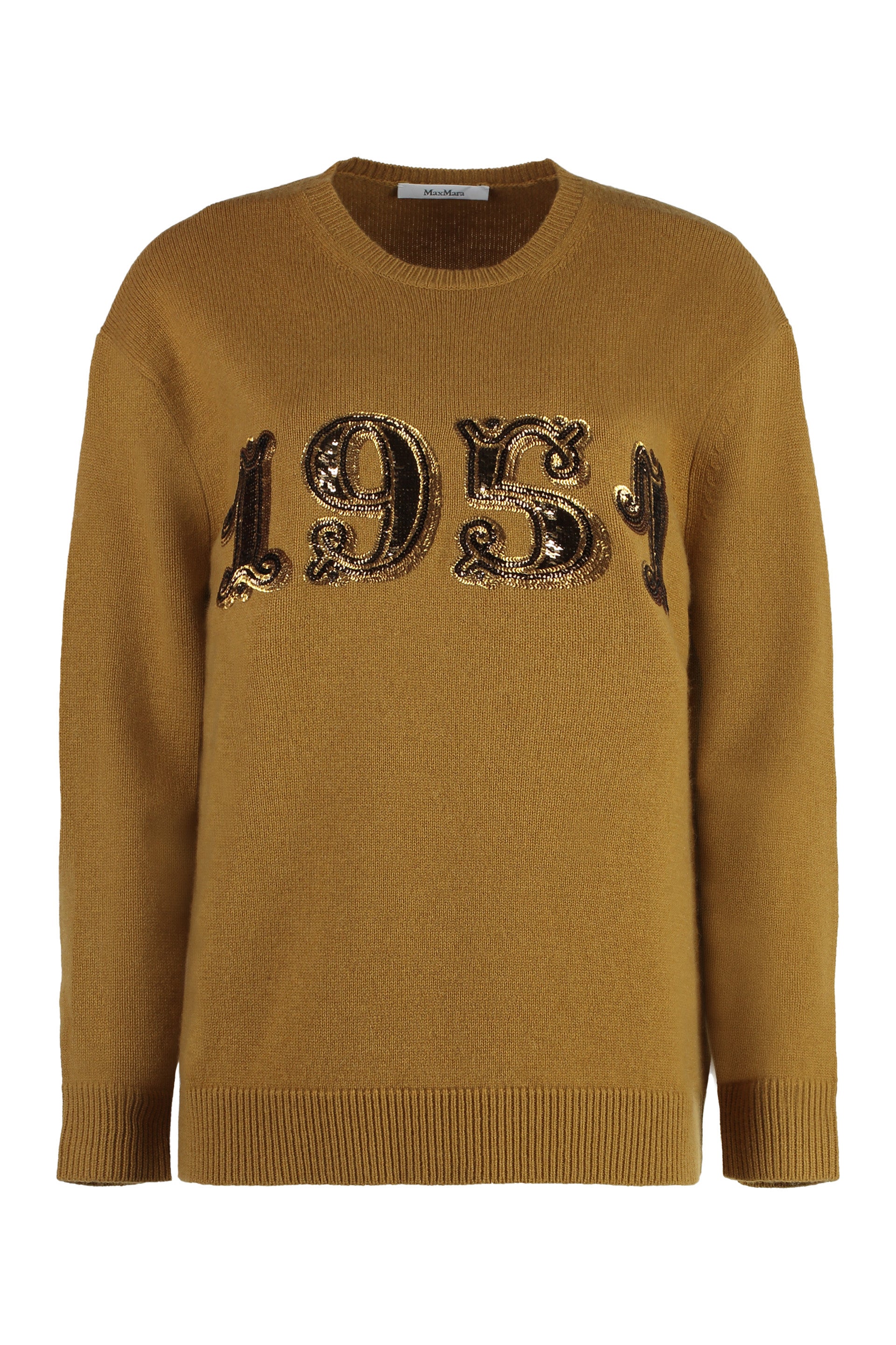 MAX MARA Wool and Cashmere Sweater with Sequin Embroidery