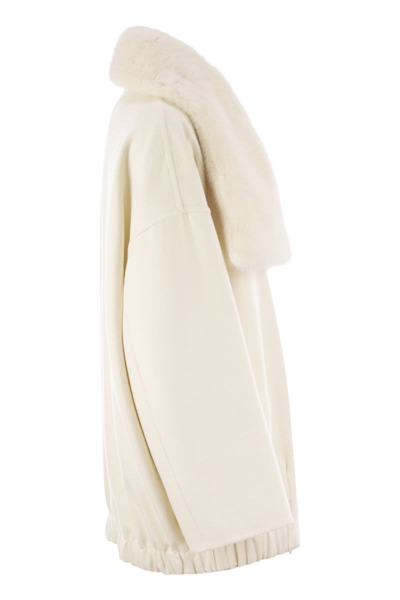 FABIANA FILIPPI Refined Cashmere Caban with Luxurious Fur Collar